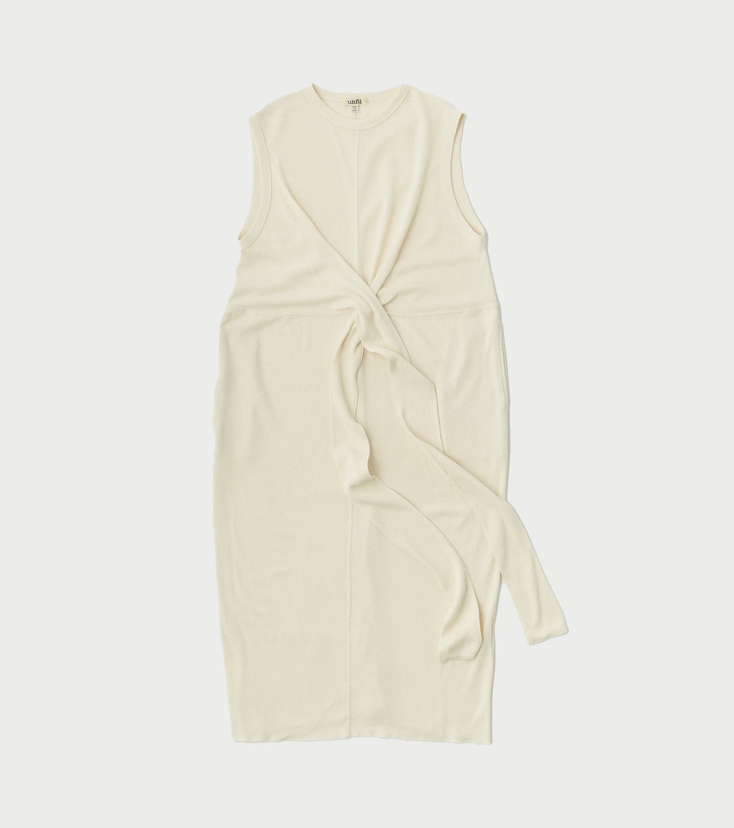 unfil raw silk ribbed-jersey sleeveless dress , Natural