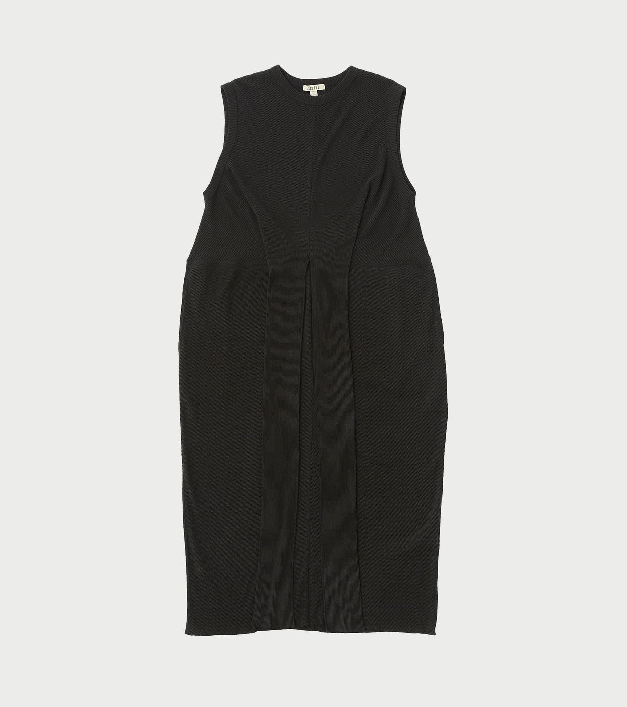 unfil raw silk ribbed-jersey sleeveless dress , Black