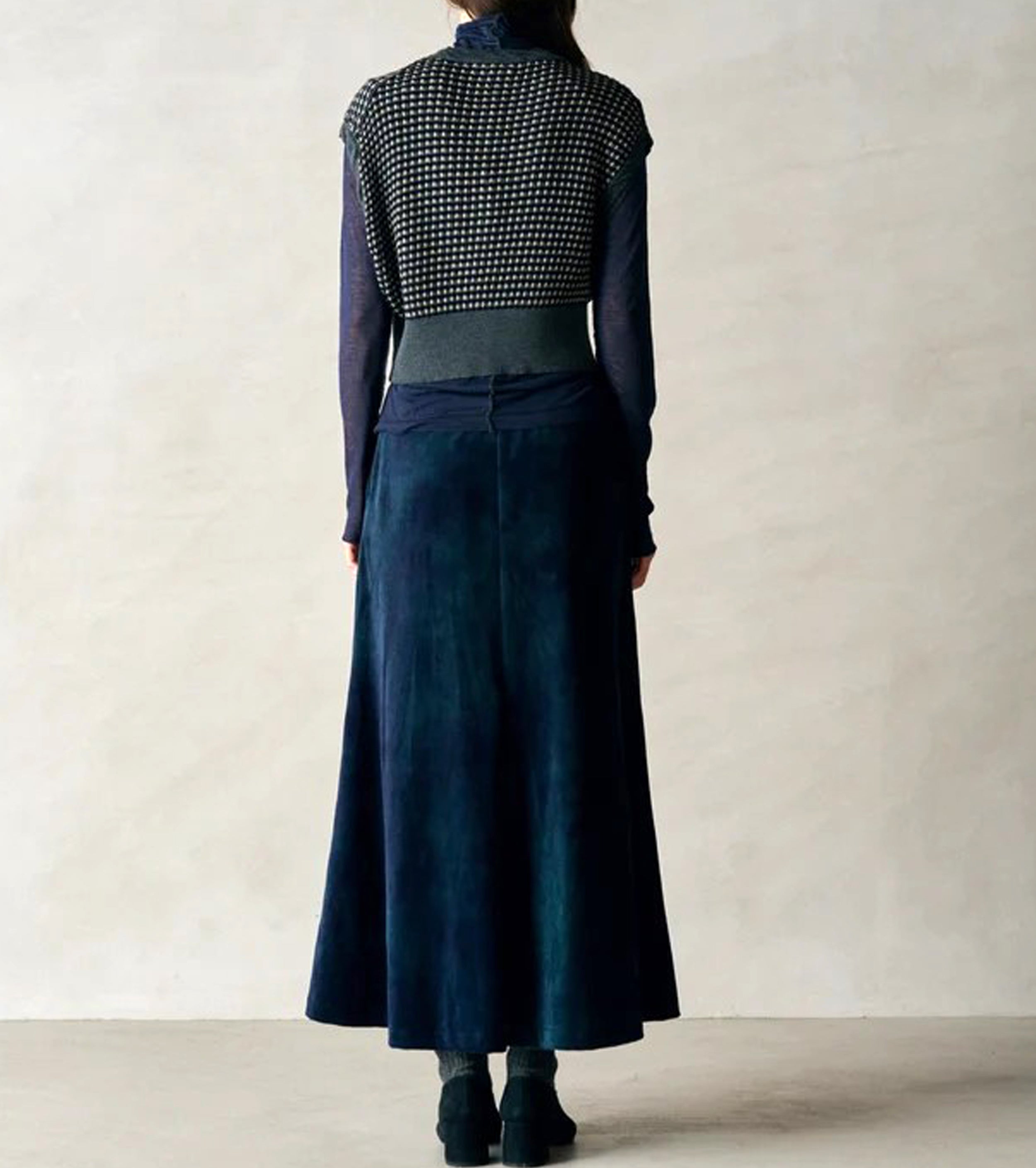 Unfil ハイツイスト ウール ジャカード パターン ニット ベスト , Charcoal Gray × Sage Green
