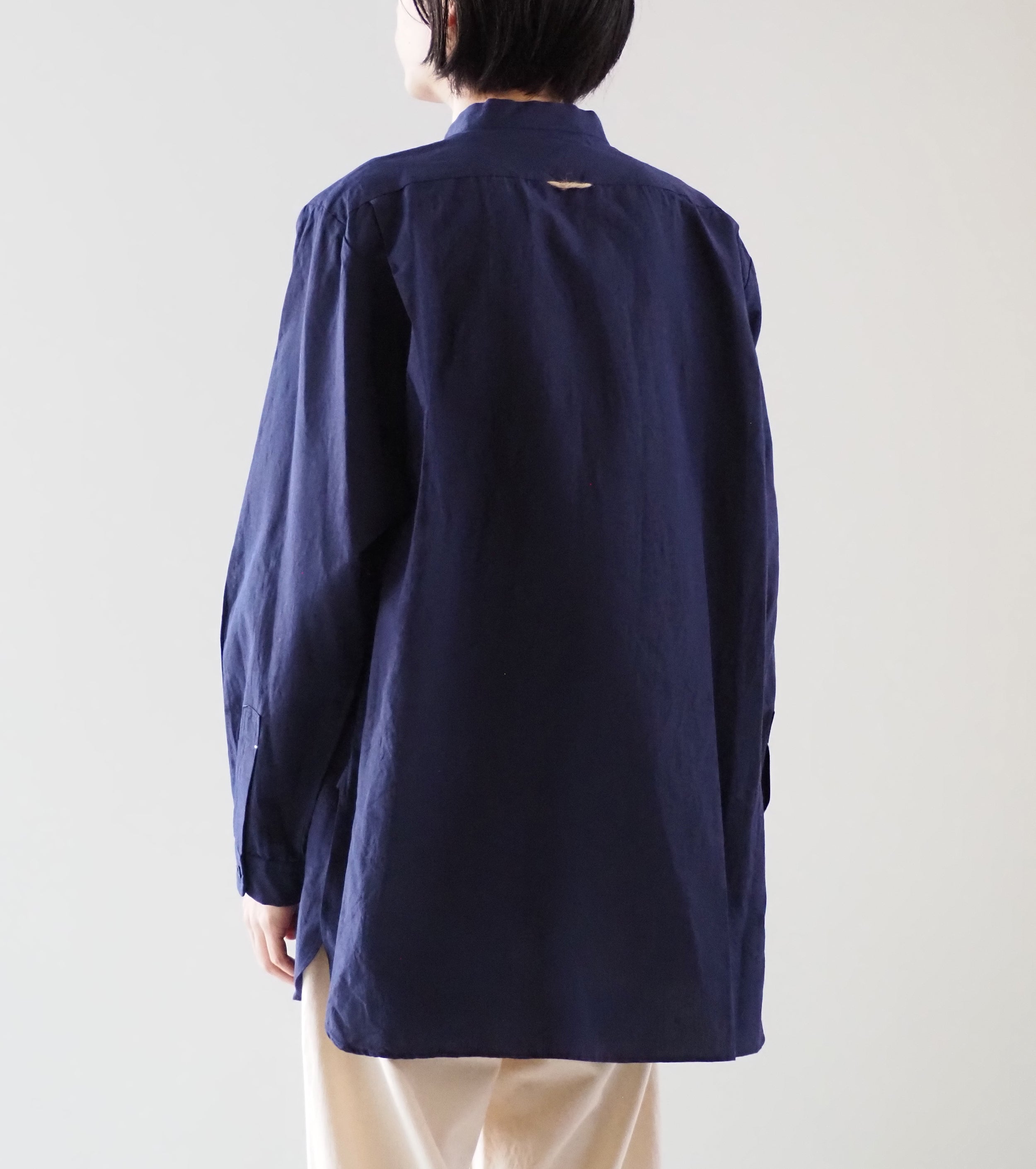 YAECA CANVAS DESIGN スタンドカラーシャツ , Kusaki Navy