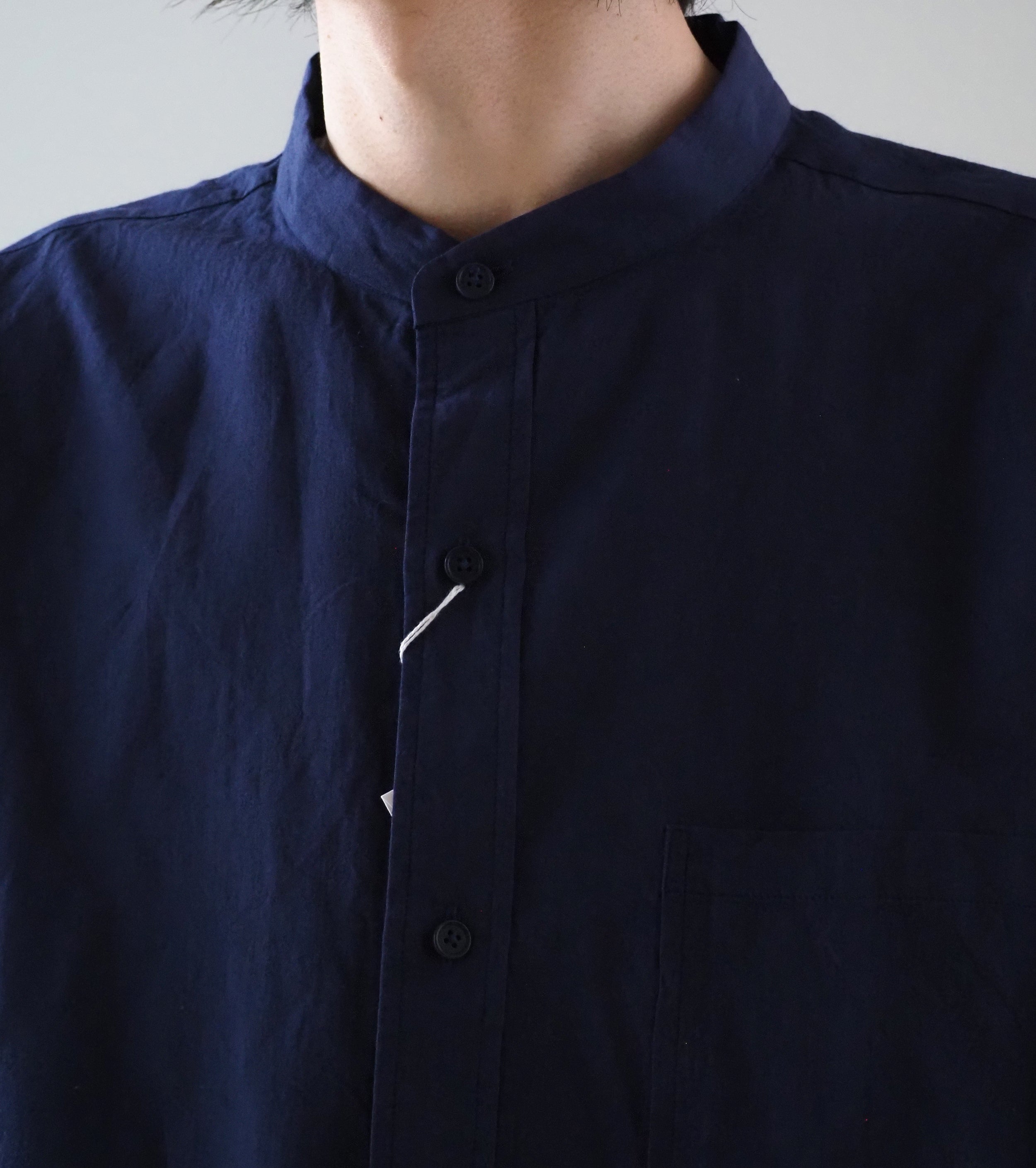 YAECA CANVAS DESIGN スタンドカラーシャツ , Kusaki Navy