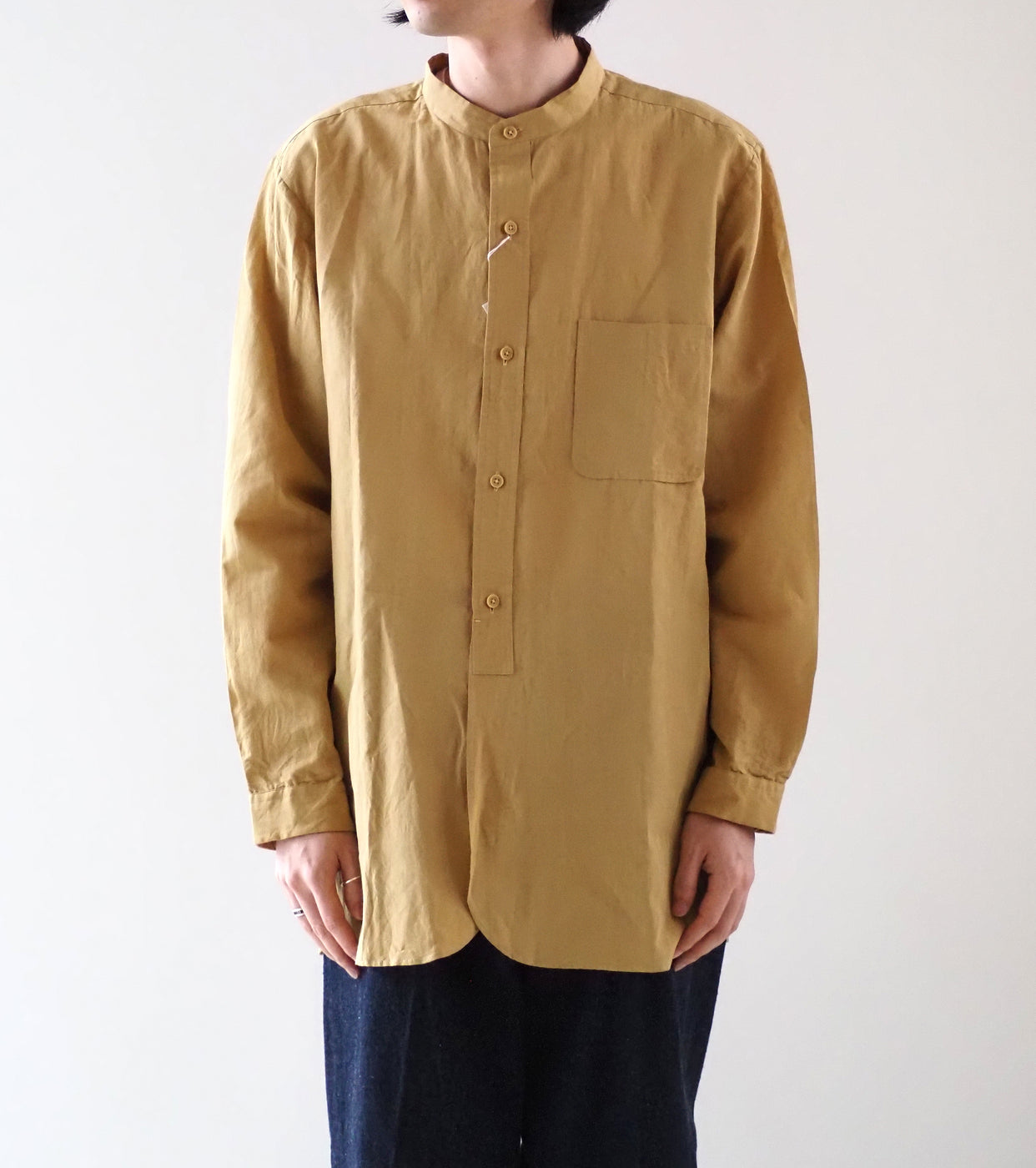 YAECA CANVAS DESIGN スタンドカラーシャツ , Kusaki Khaki