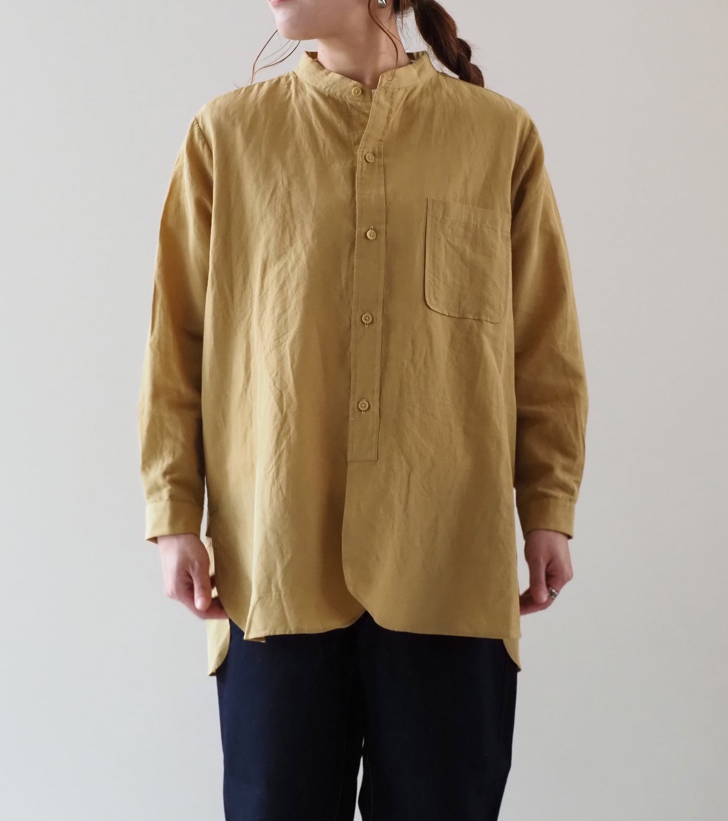 YAECA CANVAS DESIGN スタンドカラーシャツ , Kusaki Khaki