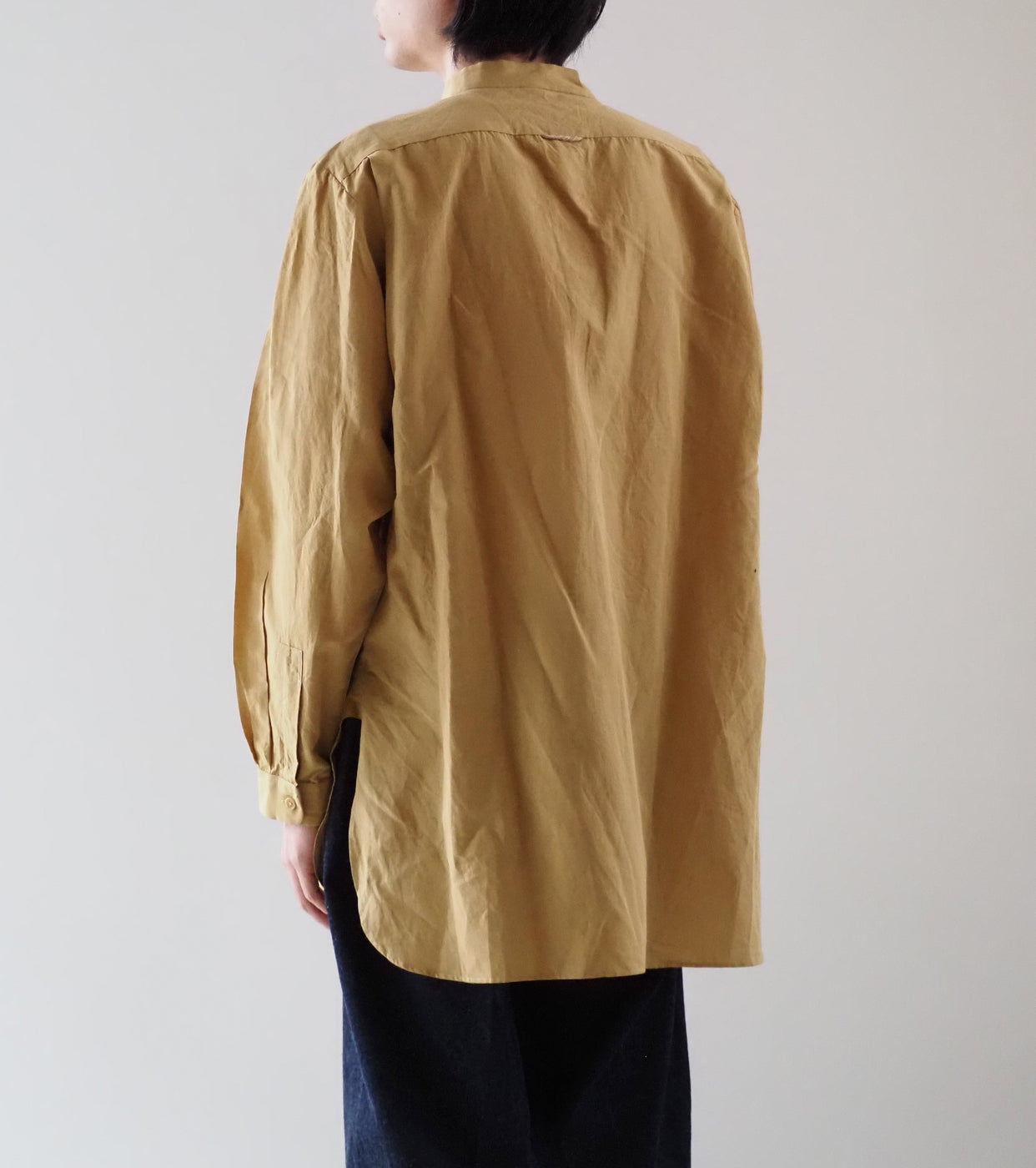 YAECA CANVAS DESIGN スタンドカラーシャツ , Kusaki Khaki