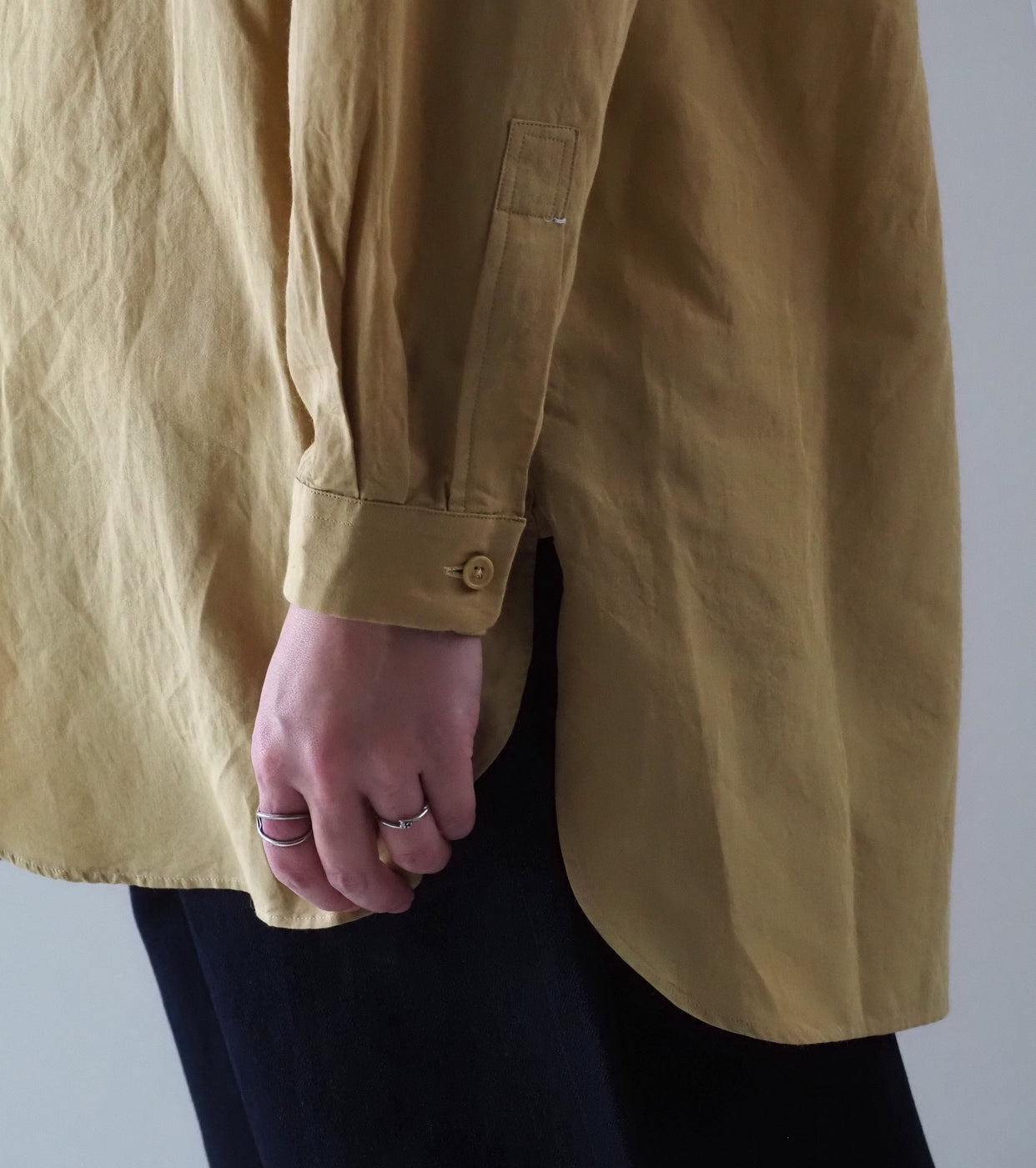 YAECA CANVAS DESIGN スタンドカラーシャツ , Kusaki Khaki