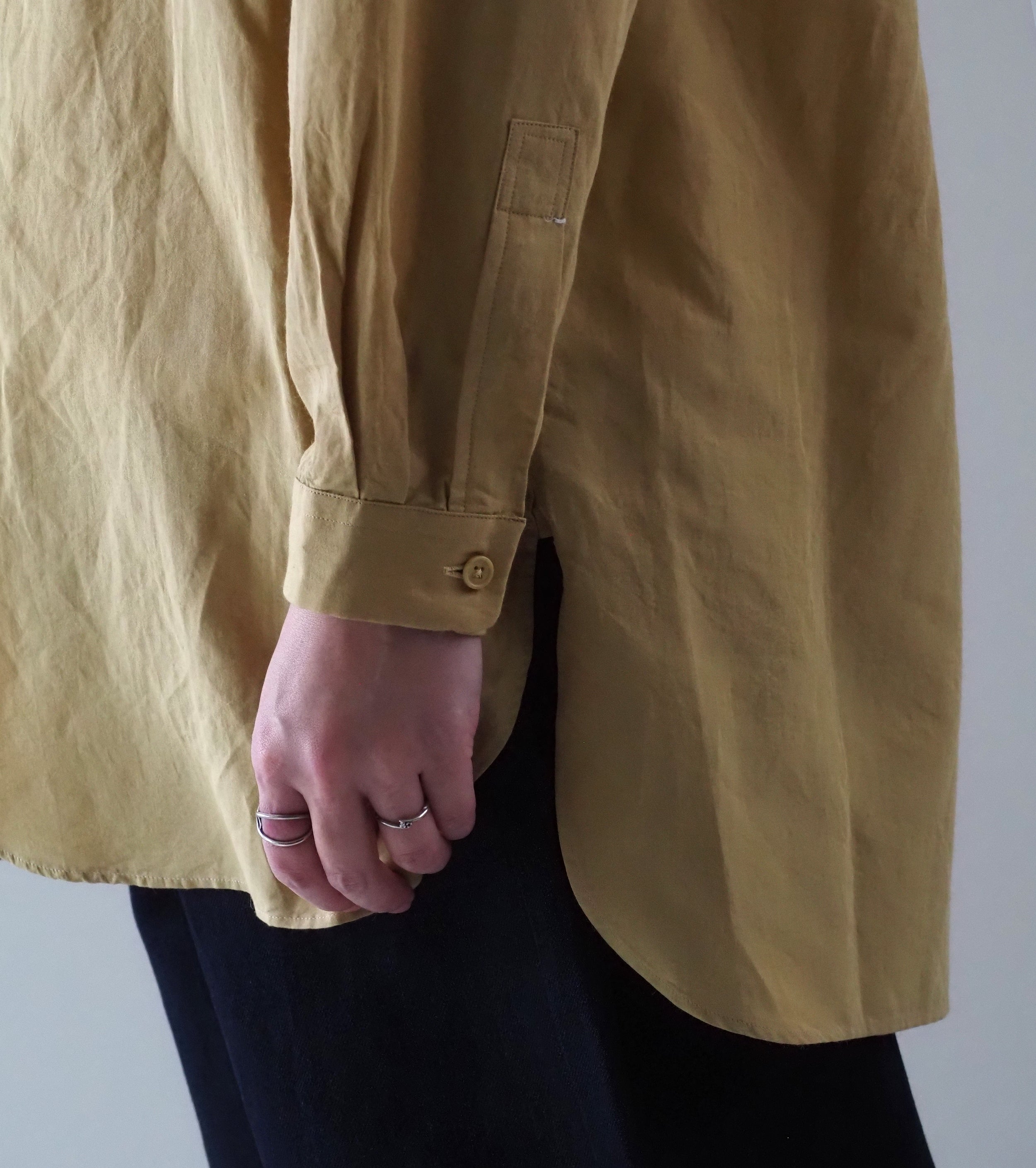 YAECA CANVAS DESIGN スタンドカラーシャツ , Kusaki Khaki