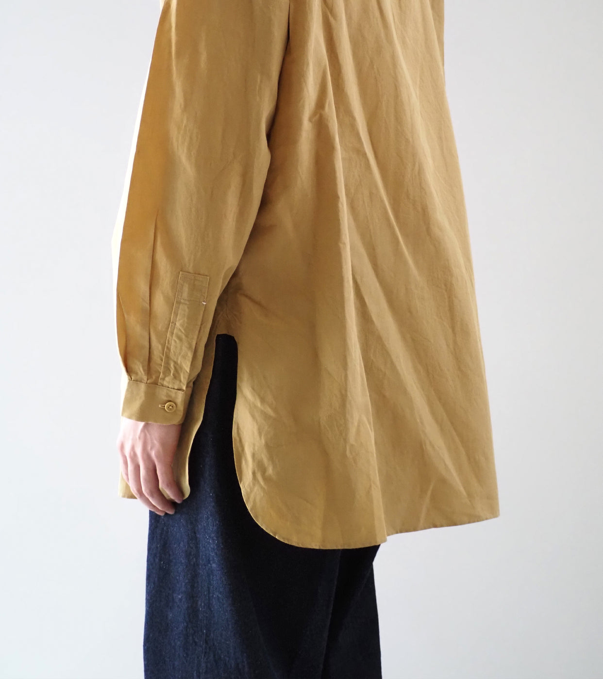 YAECA CANVAS DESIGN スタンドカラーシャツ , Kusaki Khaki