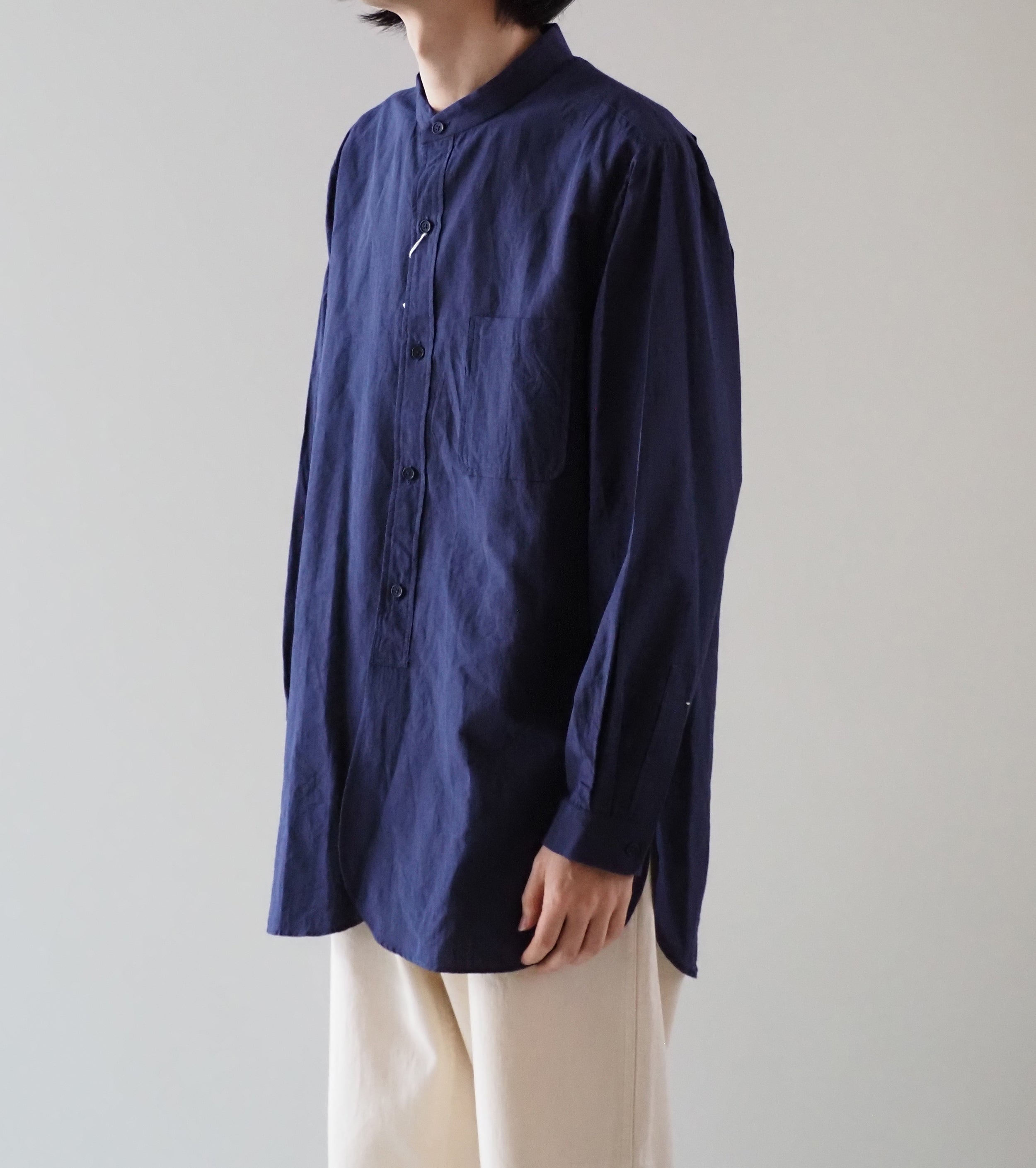 YAECA CANVAS DESIGN スタンドカラーシャツ , Kusaki Navy