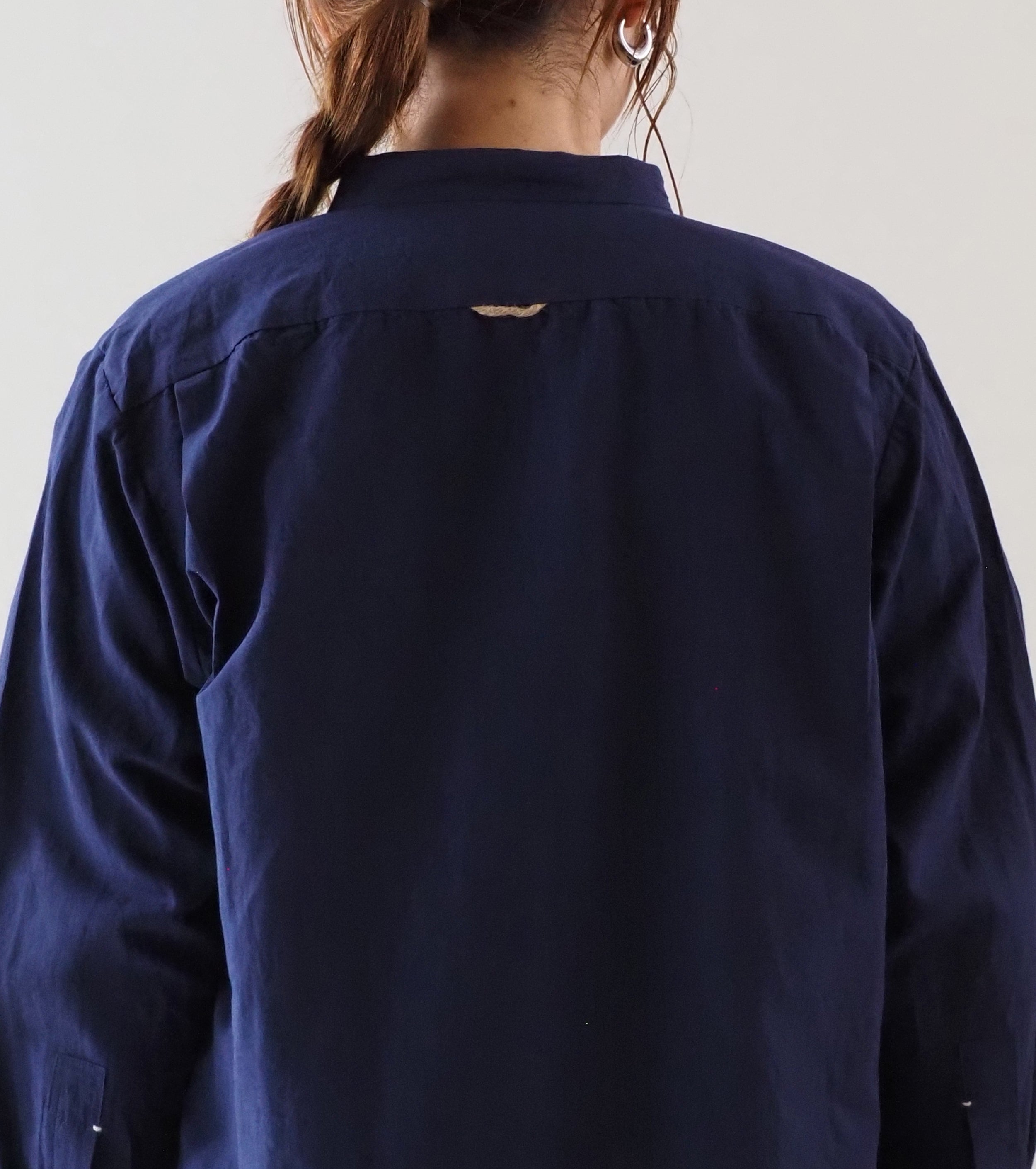 YAECA CANVAS DESIGN スタンドカラーシャツ , Kusaki Navy