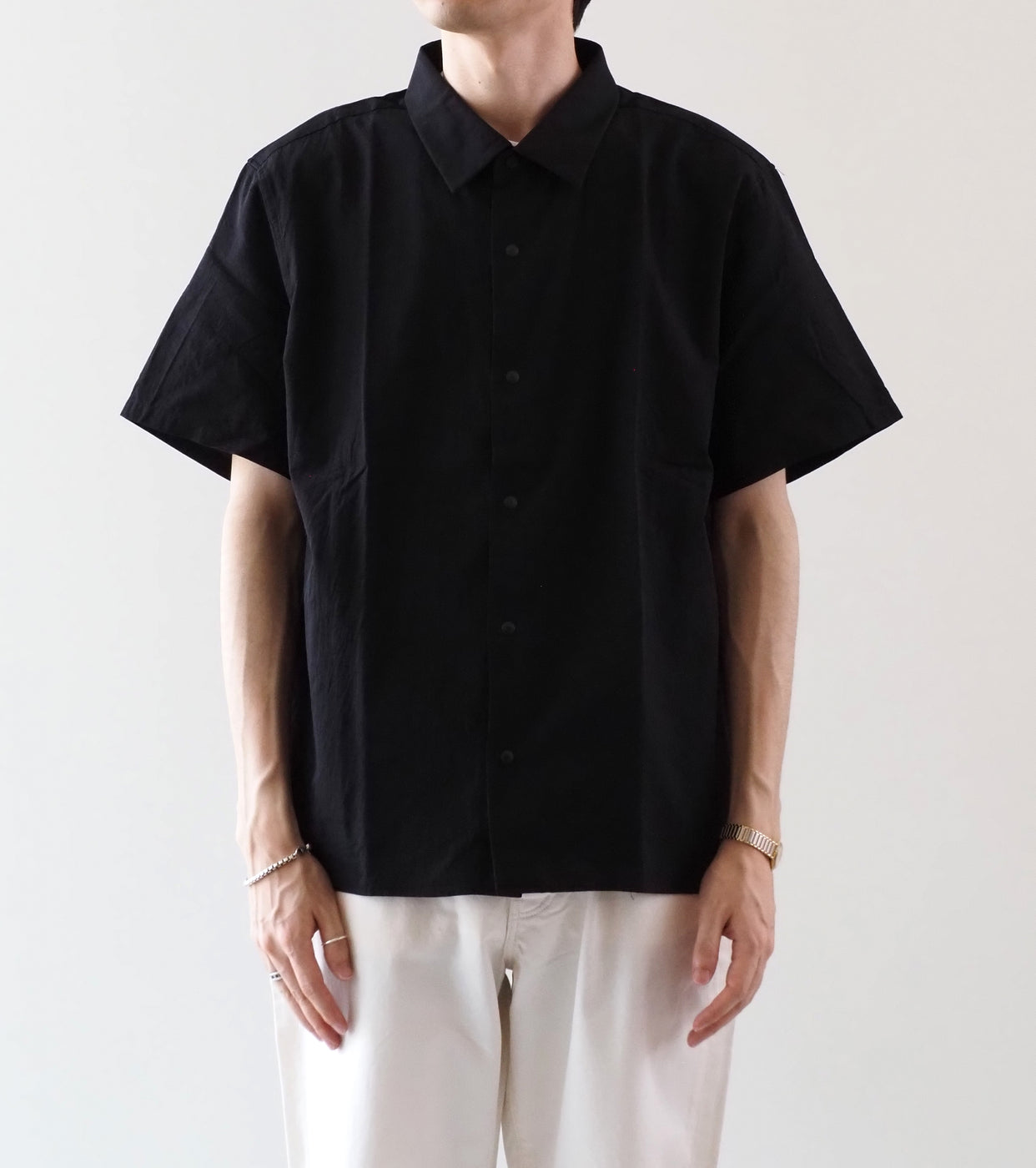YAECA コンフォートシャツ リラックス スクエア ショートスリーブ , Navy