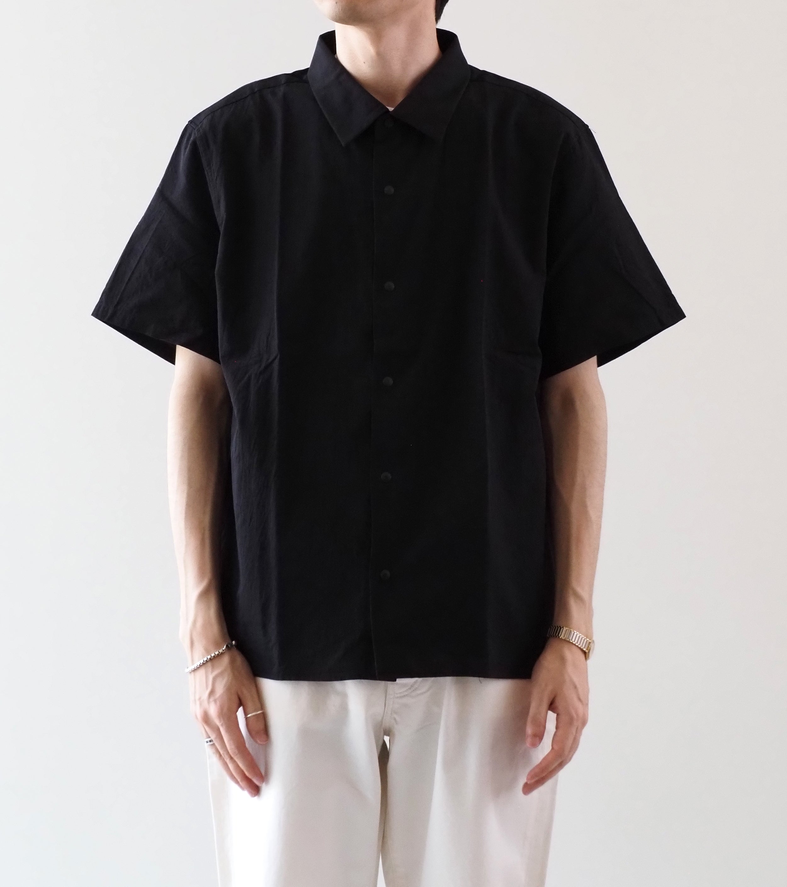 YAECA コンフォートシャツ リラックス スクエア ショートスリーブ , Navy