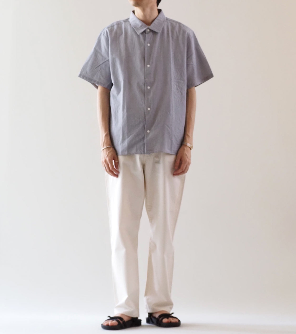 YAECA コンフォートシャツ リラックス スクエア ショートスリーブ , HairLine-ST