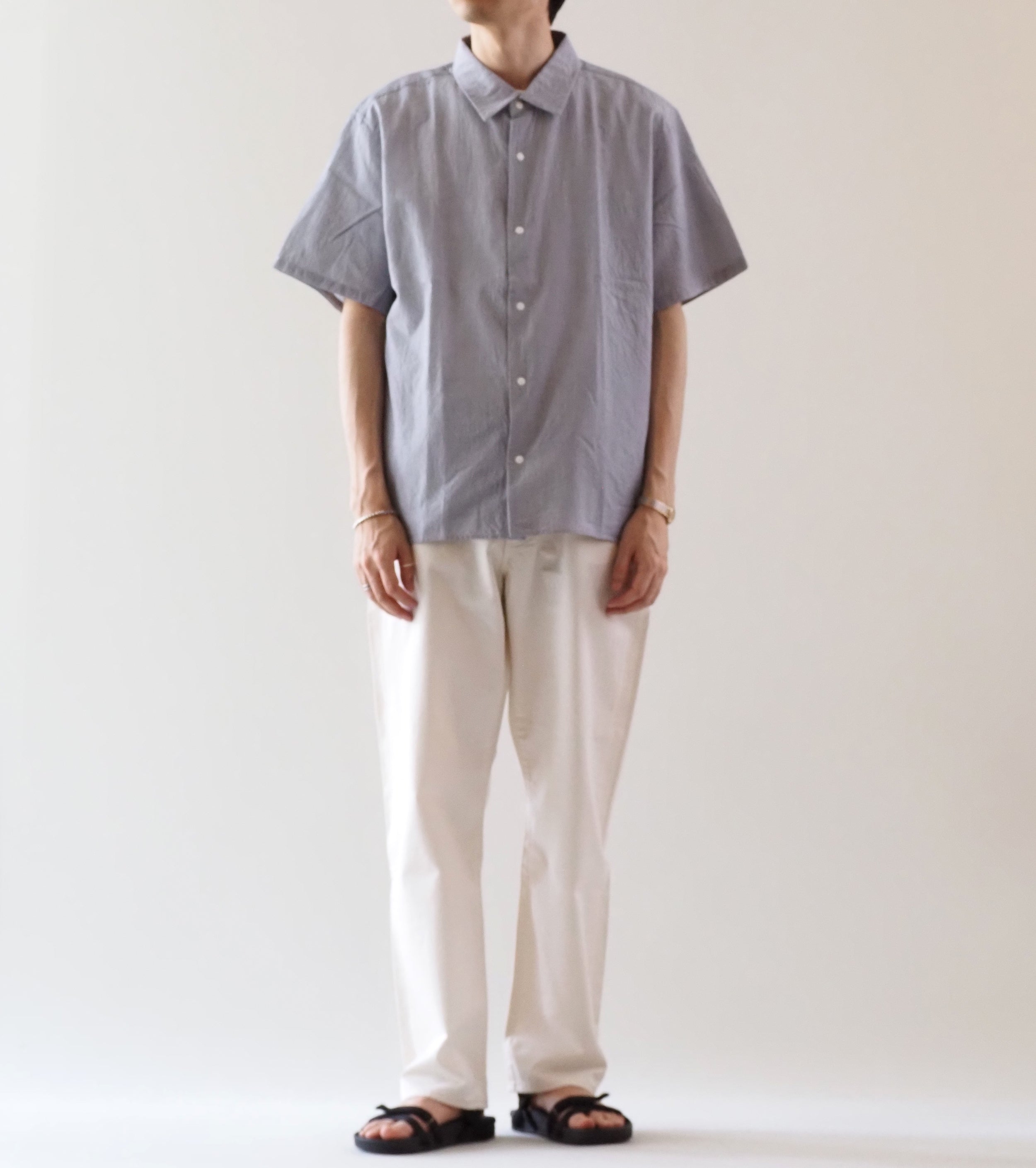 YAECA コンフォートシャツ リラックス スクエア ショートスリーブ , HairLine-ST