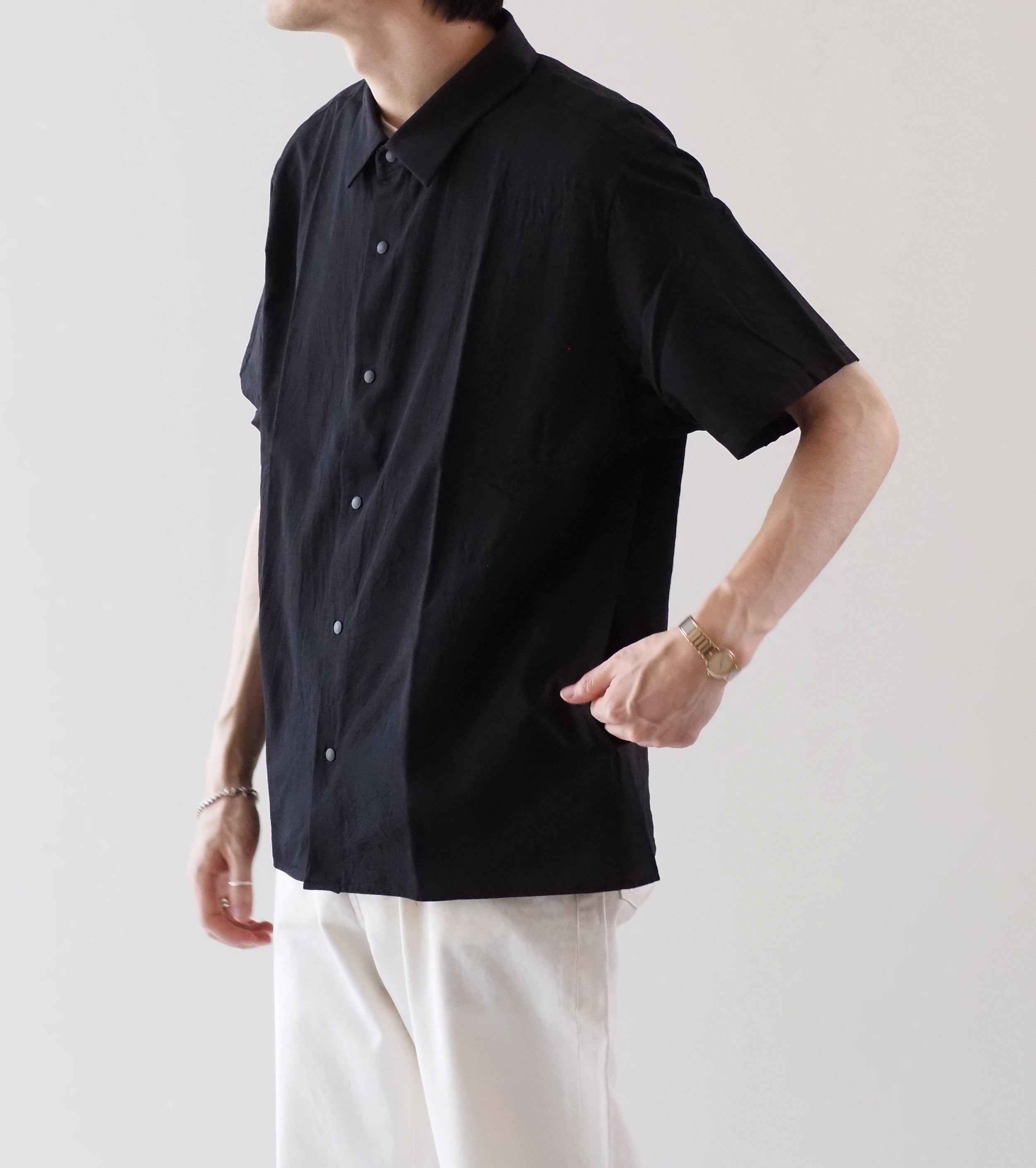 YAECA コンフォートシャツ リラックス スクエア ショートスリーブ , Navy