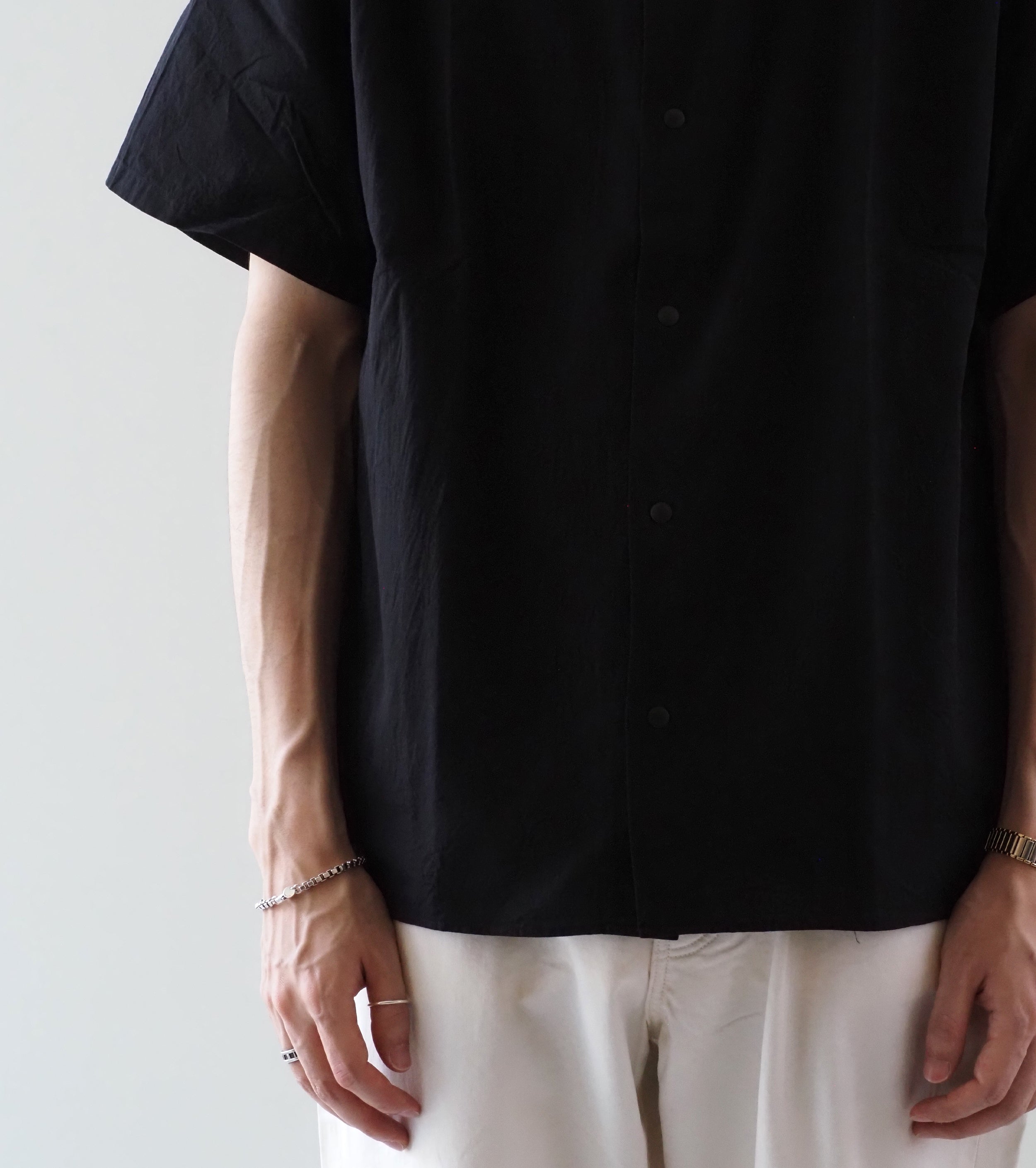 YAECA コンフォートシャツ リラックス スクエア ショートスリーブ , Navy