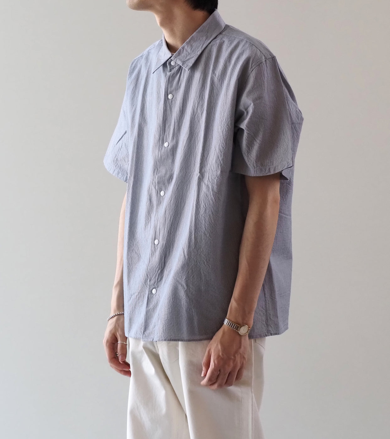 YAECA コンフォートシャツ リラックス スクエア ショートスリーブ , HairLine-ST
