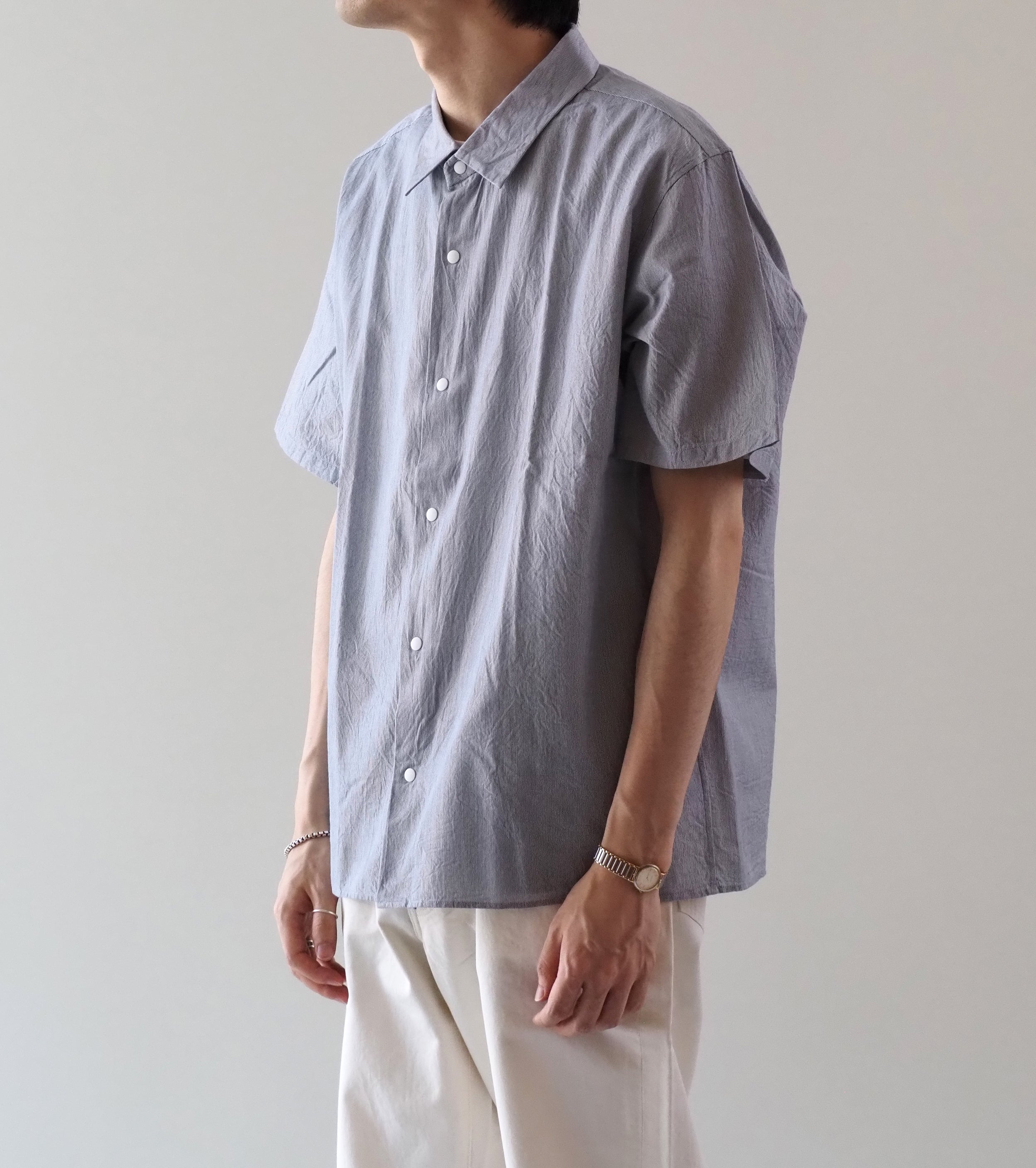 YAECA コンフォートシャツ リラックス スクエア ショートスリーブ , HairLine-ST