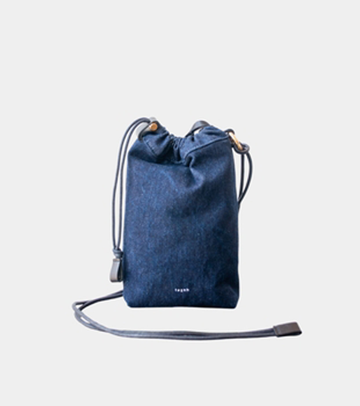 Texnh DRAWSTRING POUCH M / WASHED DENIM , Indigo