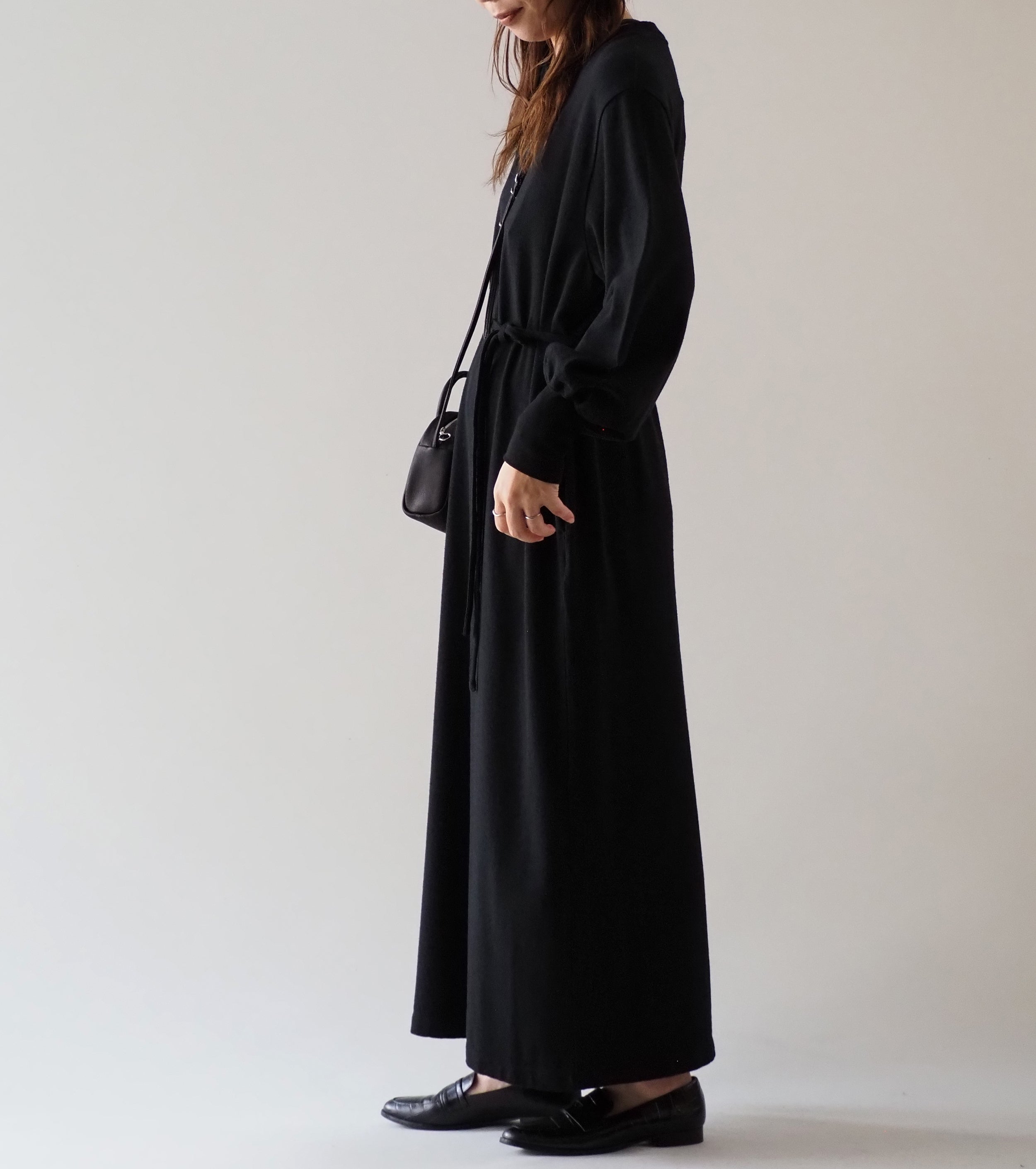 blurhms コットン シルク ネップ ボリューム スリーブ ドレス , Black