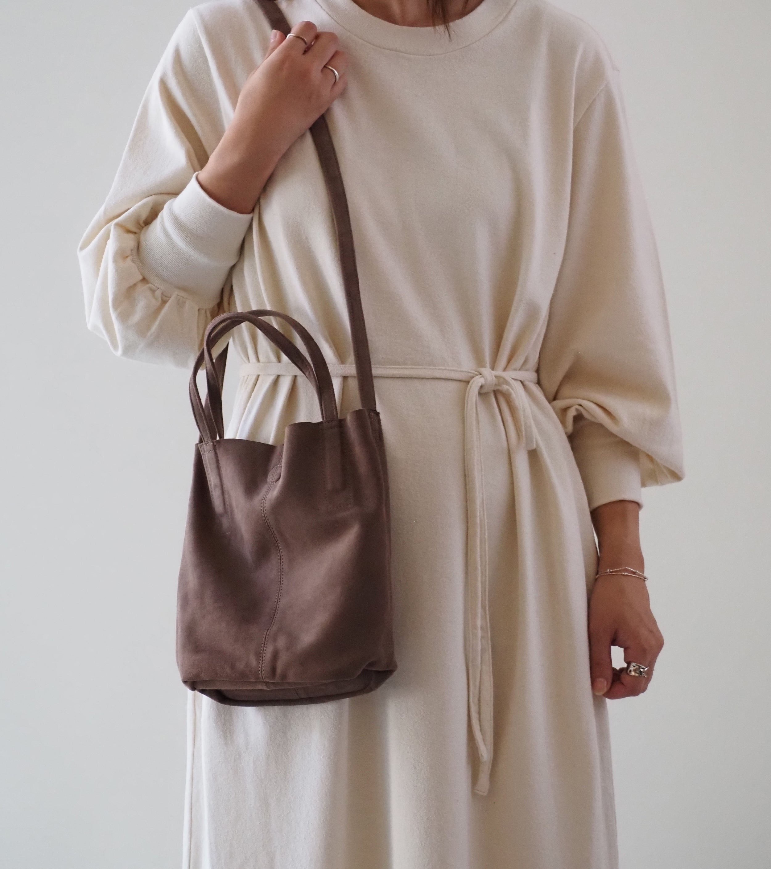 blurhms コットン シルク ネップ ボリューム スリーブ ドレス , Ivory