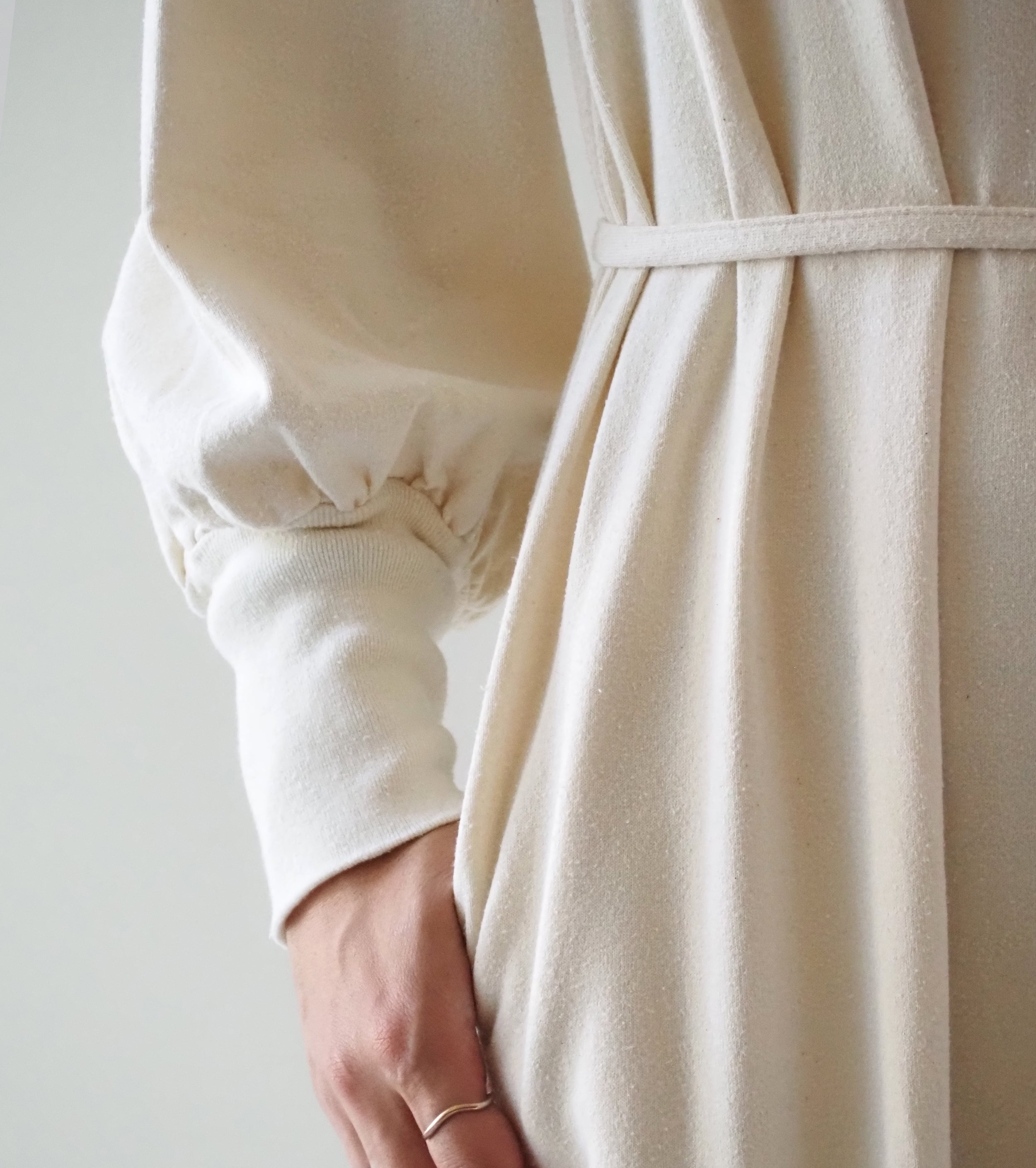blurhms コットン シルク ネップ ボリューム スリーブ ドレス , Ivory