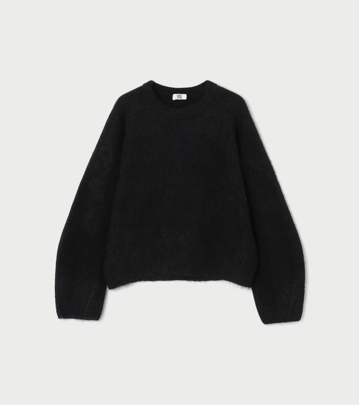 Unfil Super Kid Mohair Crew Neck Knit Pullover, Black