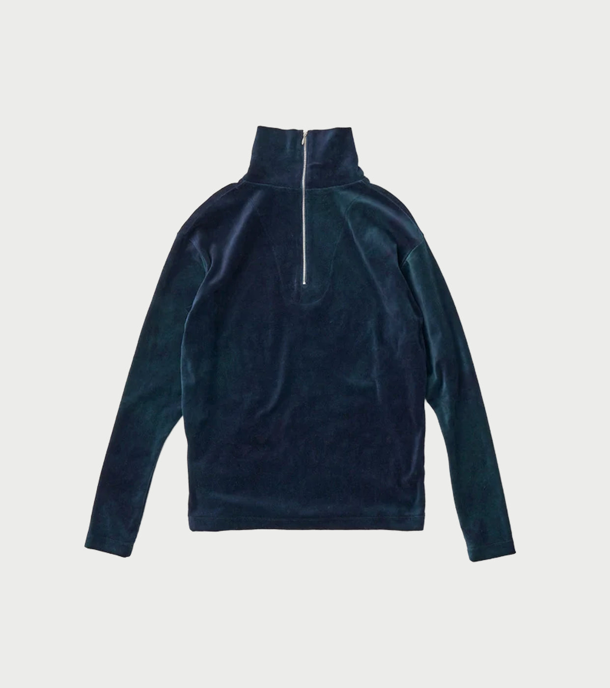Unfil タイダイ コットン ベロア ハイネック プルオーバー , Navy × Pine Green