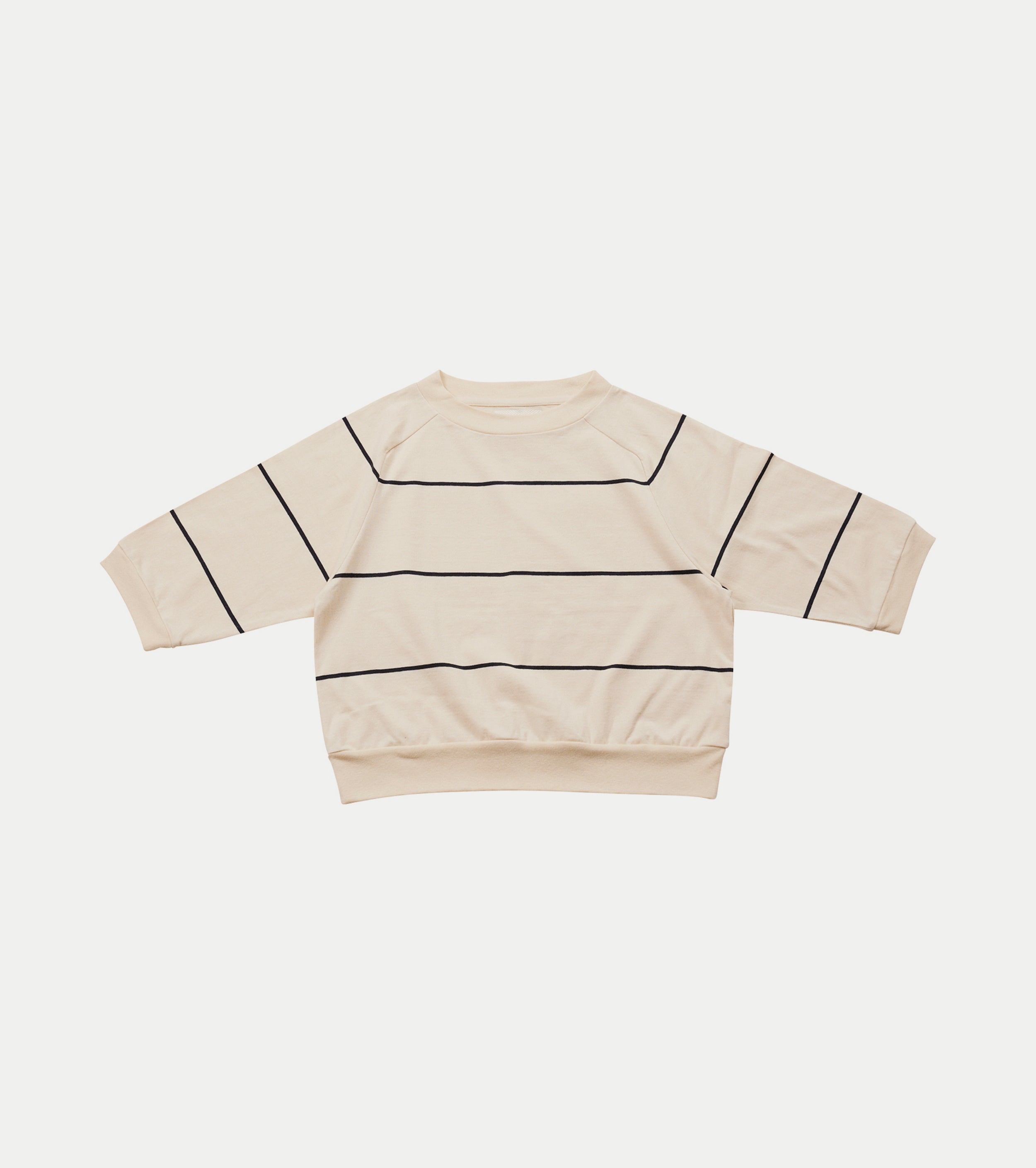 Blurhms Cotton  Nep Border Split Sleeve Pullover, Ivory BODY × Black Line