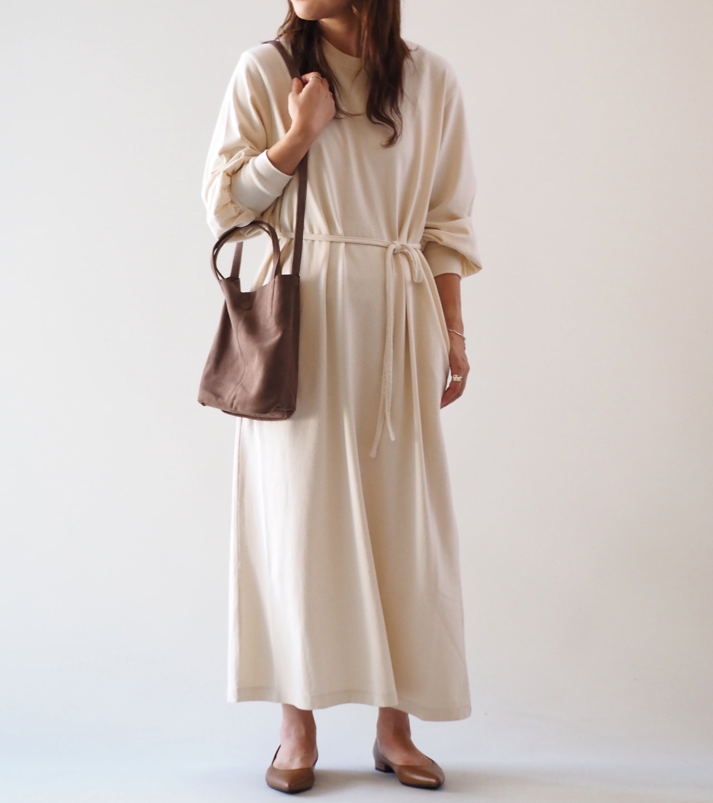 blurhms コットン シルク ネップ ボリューム スリーブ ドレス , Ivory