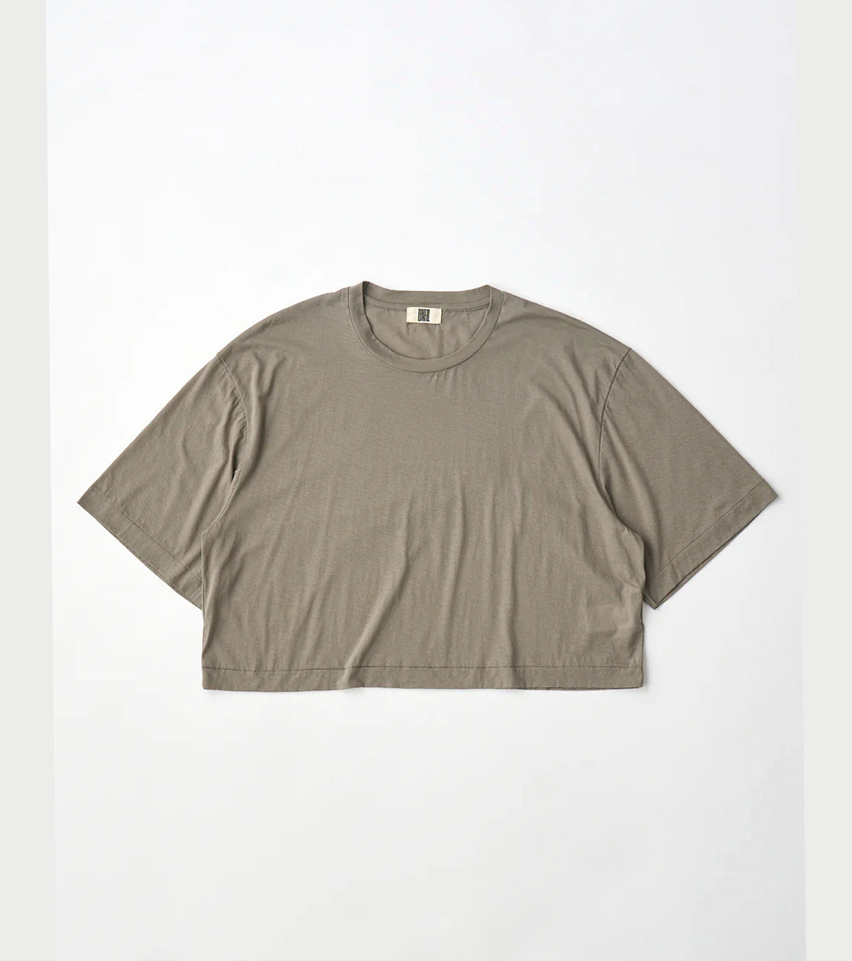 Unfil TWISTED COTTON SHEER JERSEY CROPPED TEE, Ash Gray