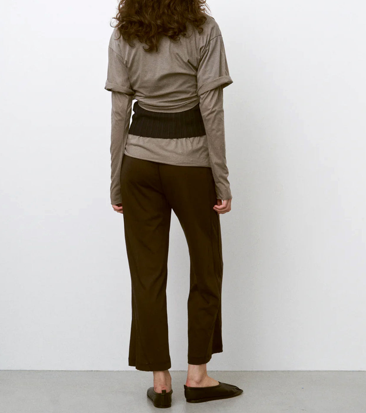 Unfil TWISTED COTTON SHEER JERSEY CROPPED TEE, Ash Gray