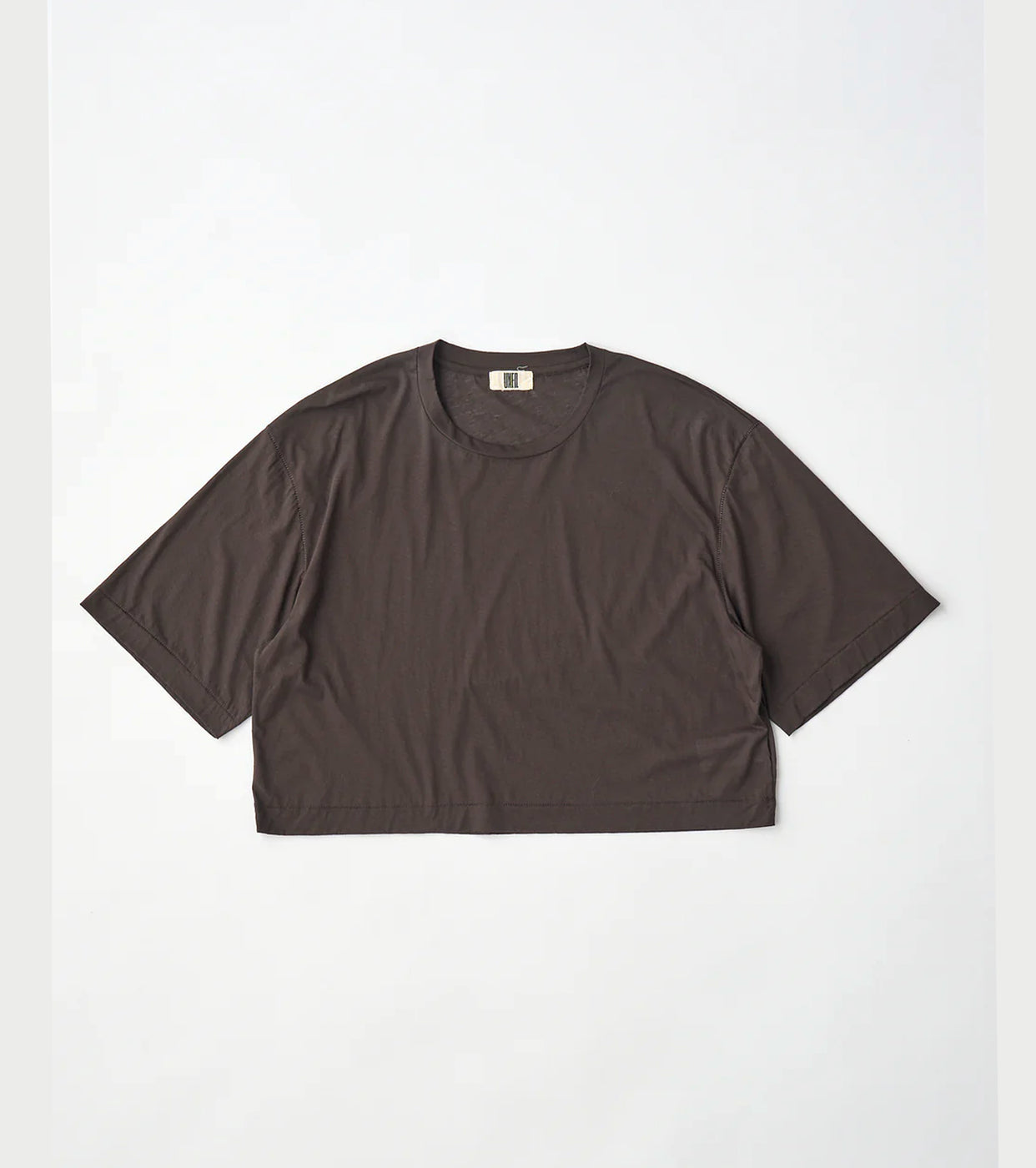 Unfil ツイステッド コットン シアー ジャージー クロップド ティー, Dark Brown