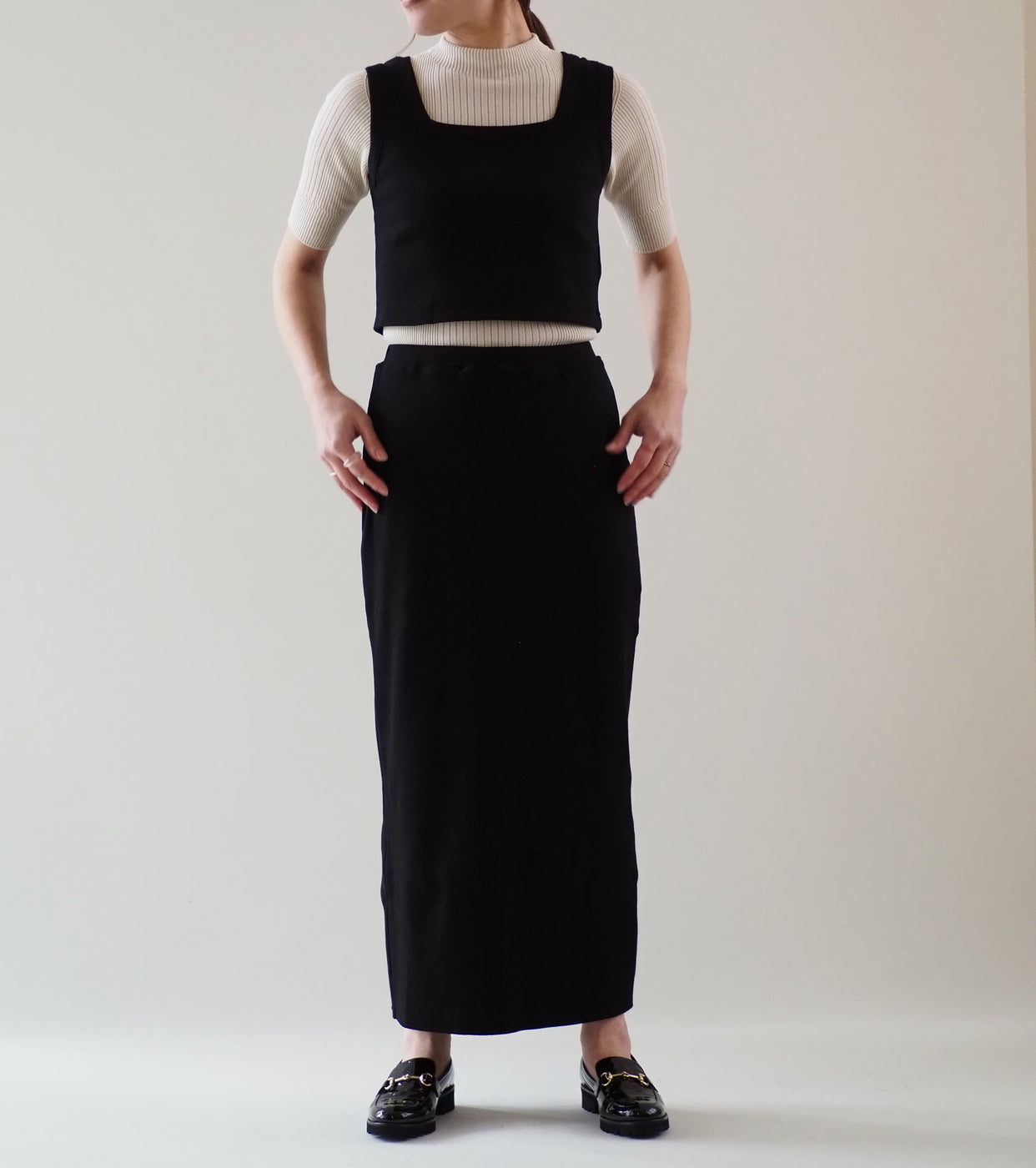 blurhms Soft Cotton Rib Skirt , Black