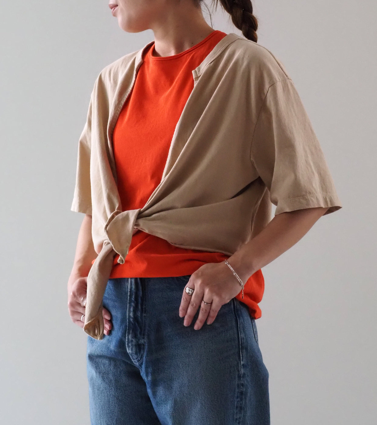 Unfil COTTON OPEN-END YARN GARMENT DYEING WRAPPED-FRONT C/D, Tan Beige