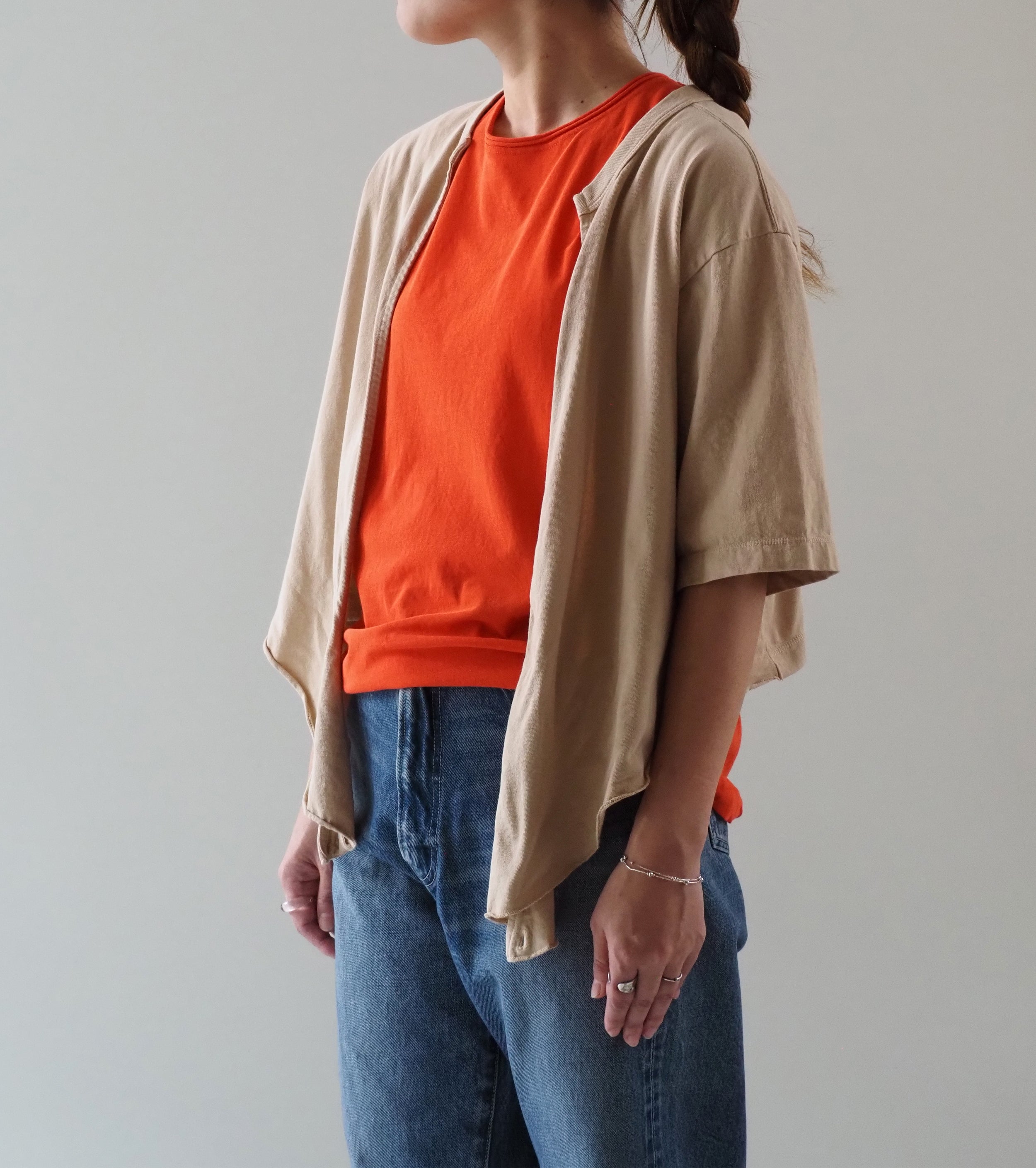 Unfil COTTON OPEN-END YARN GARMENT DYEING WRAPPED-FRONT C/D, Tan Beige