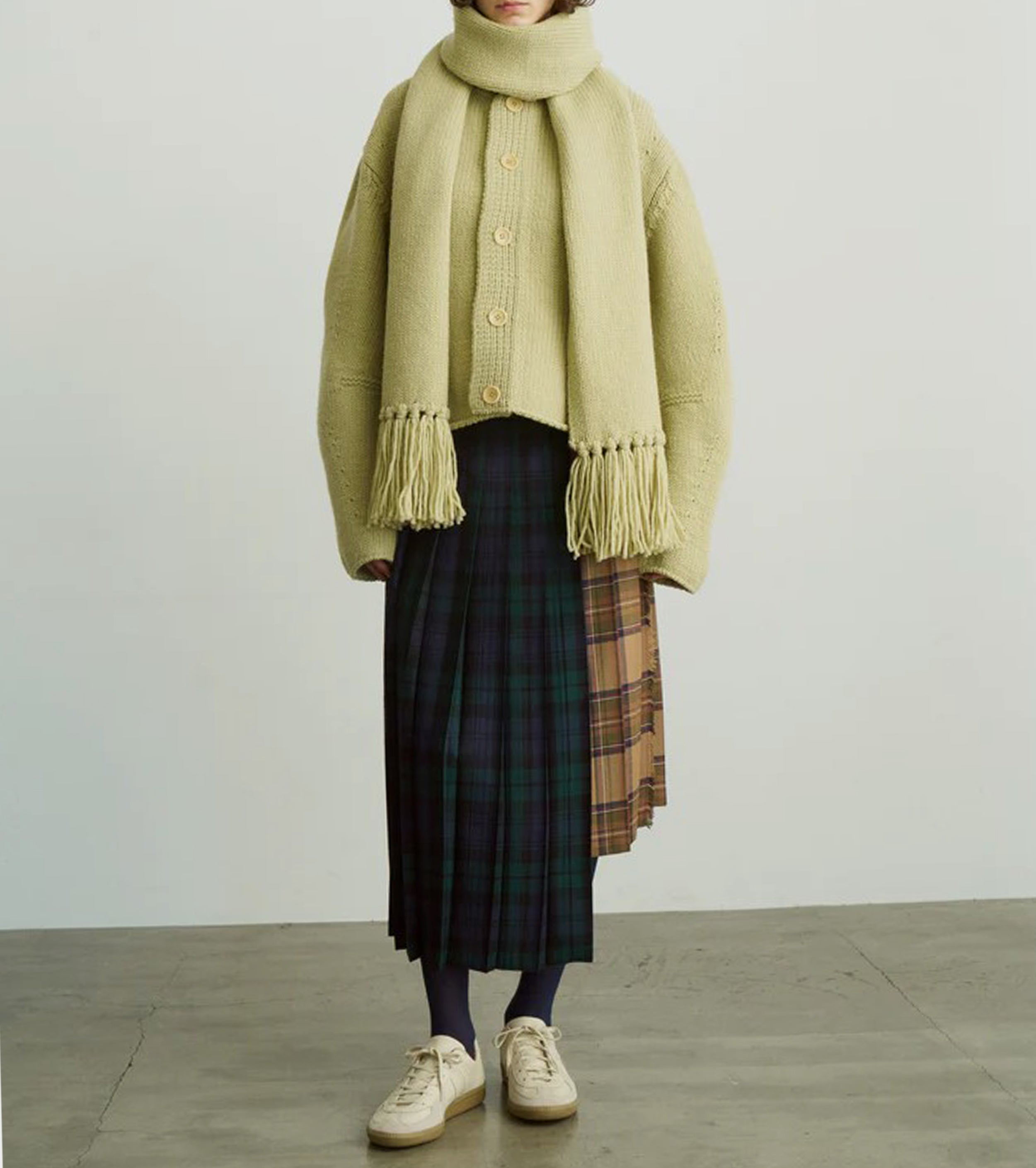 unfil 【 O'NEIL OF DUBLIN × UNFIL 】WORSTED WOOL ASYMMETRY KILT SKIRT  , Mulch B