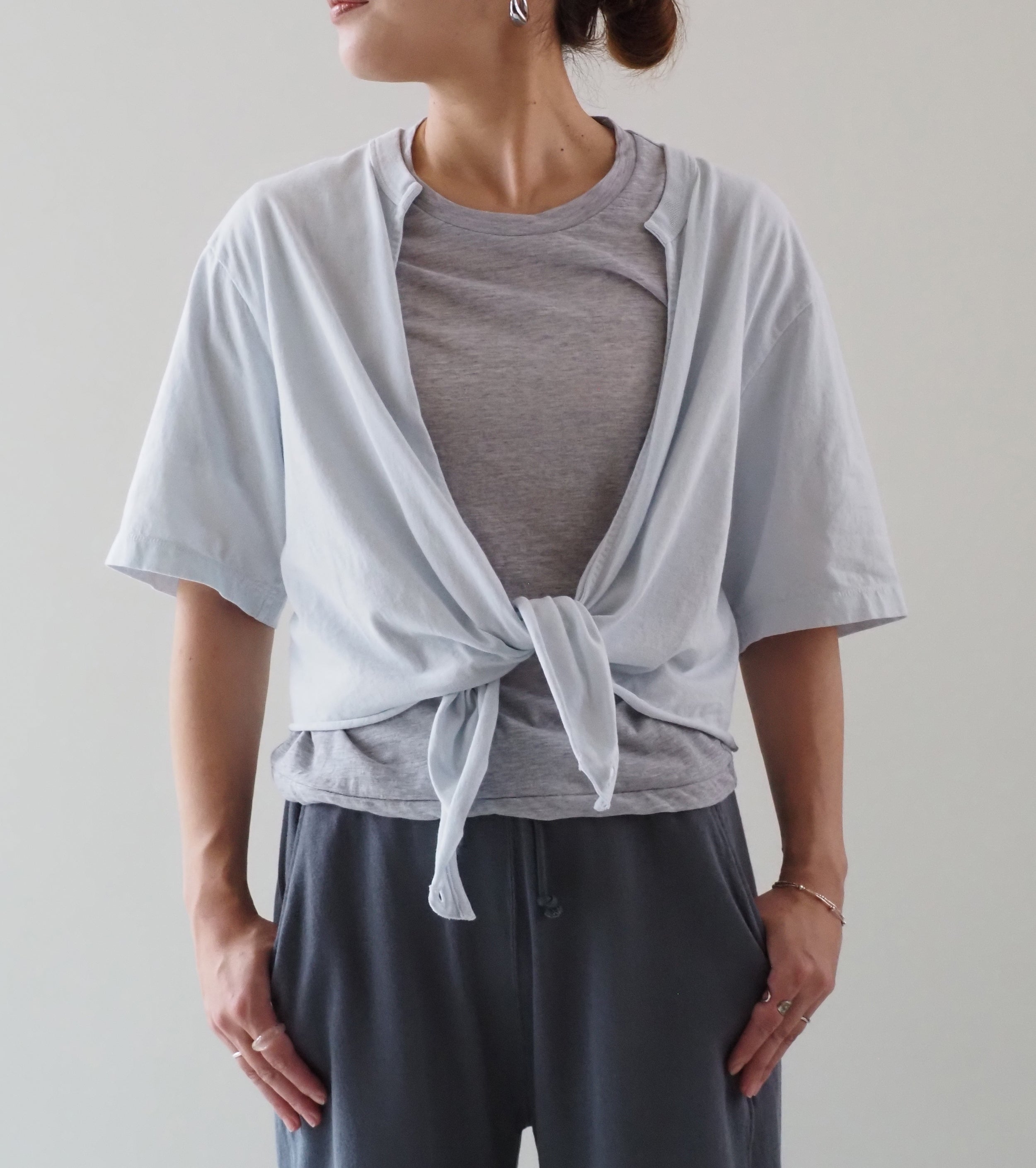 Unfil COTTON OPEN-END YARN GARMENT DYEING WRAPPED-FRONT C/D, Mist Blue