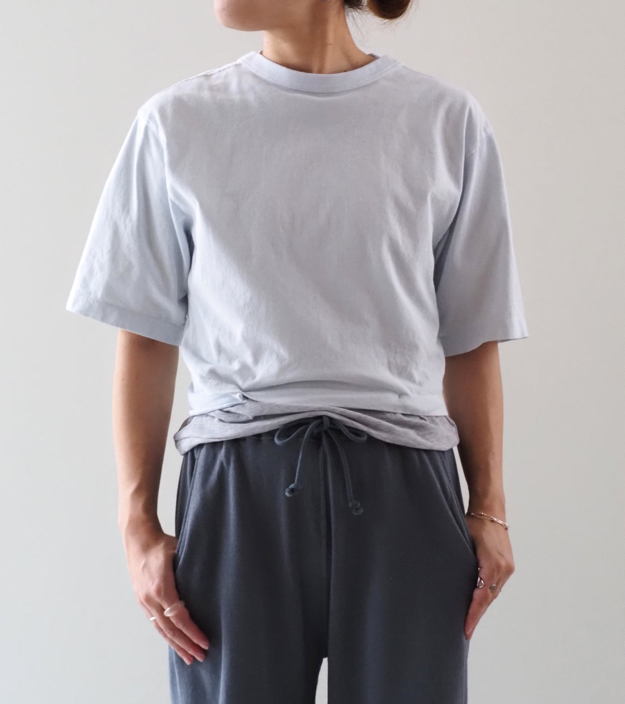 Unfil COTTON OPEN-END YARN GARMENT DYEING WRAPPED-FRONT C/D, Mist Blue