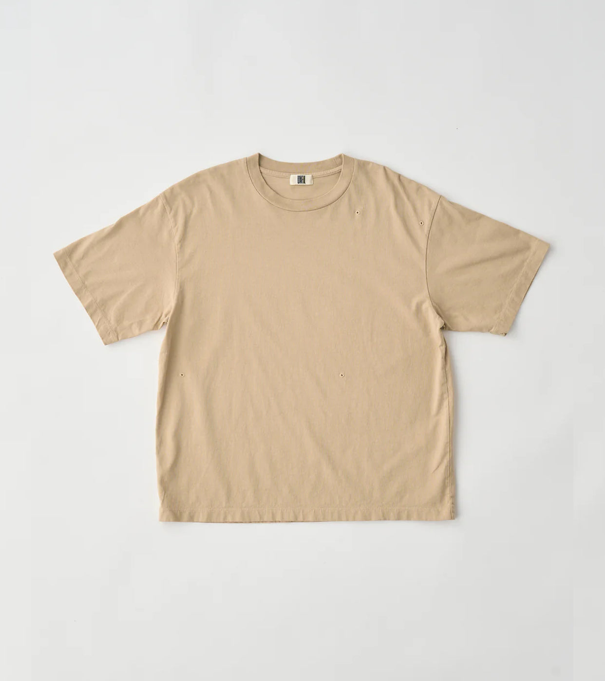 Unfil コットン オープンエンド ヤーン ガーメントダイイング リラックスフィット ティー, Tan Beige