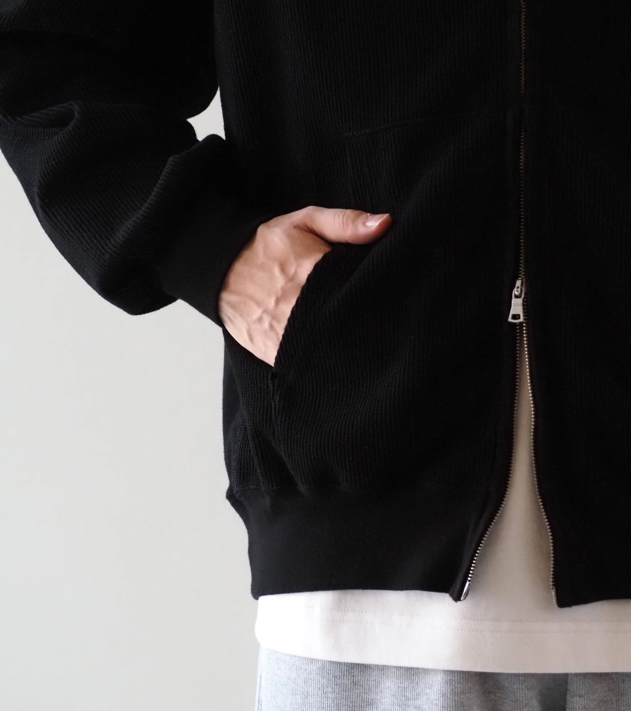 Blurhms Root Stock ラフ＆スムース サーマル ブルゾン , Black