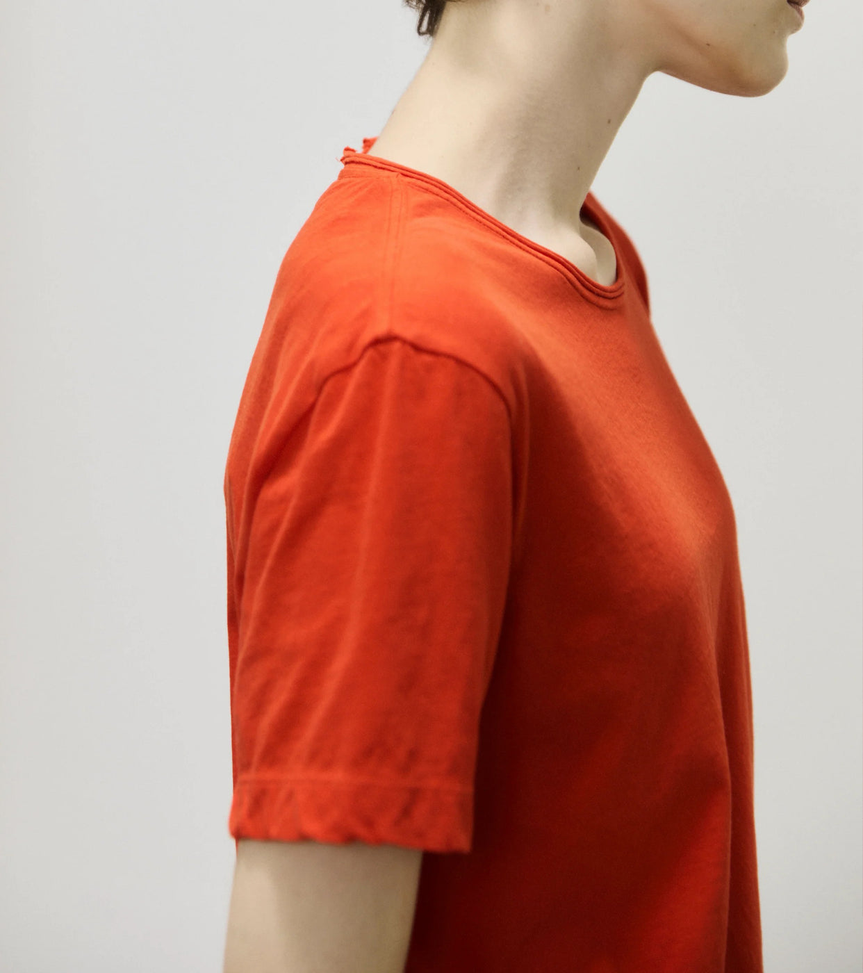 Unfil ツイスト コットン ジャージ ベーシック フィット Tシャツ, Tomato
