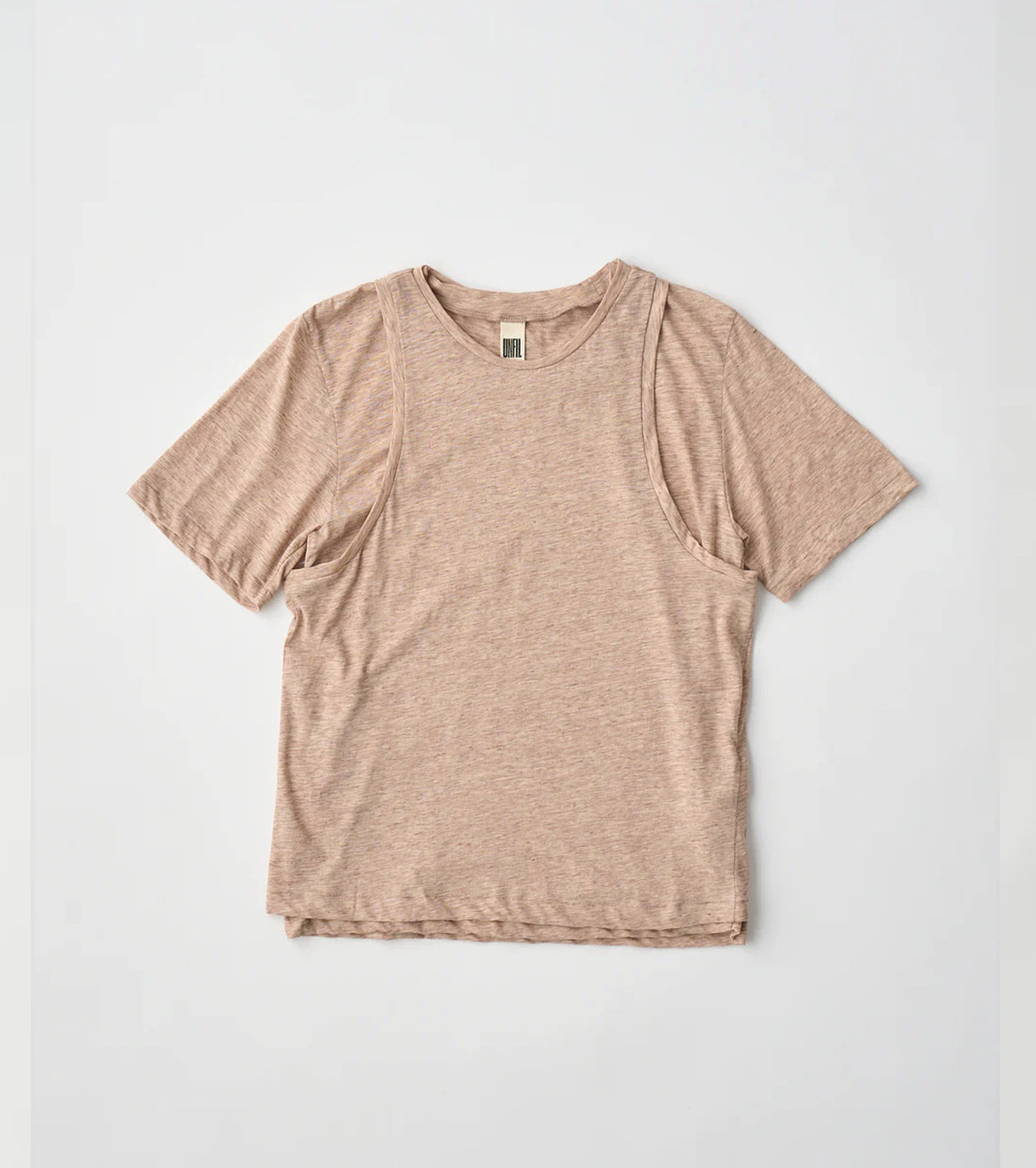 Unfil ファイン スラブ ヤーン レイヤード トップ , Light Camel