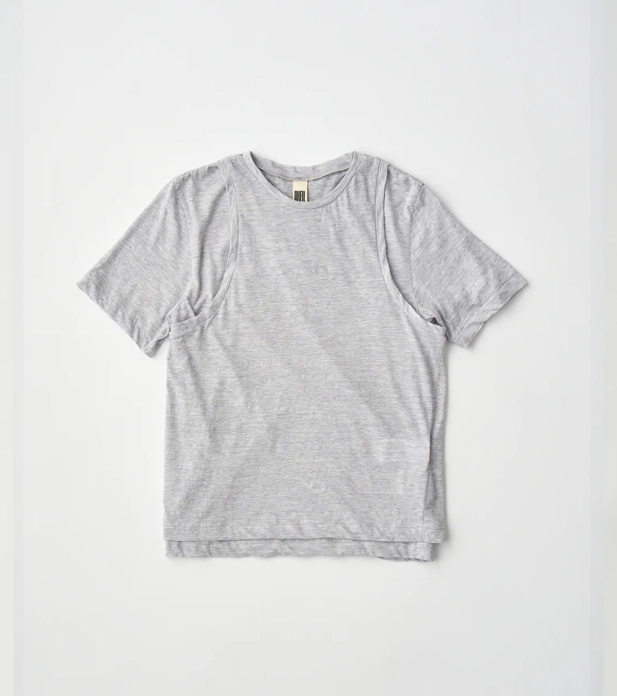 Unfil ファイン スラブ ヤーン レイヤード トップ , Light Gray