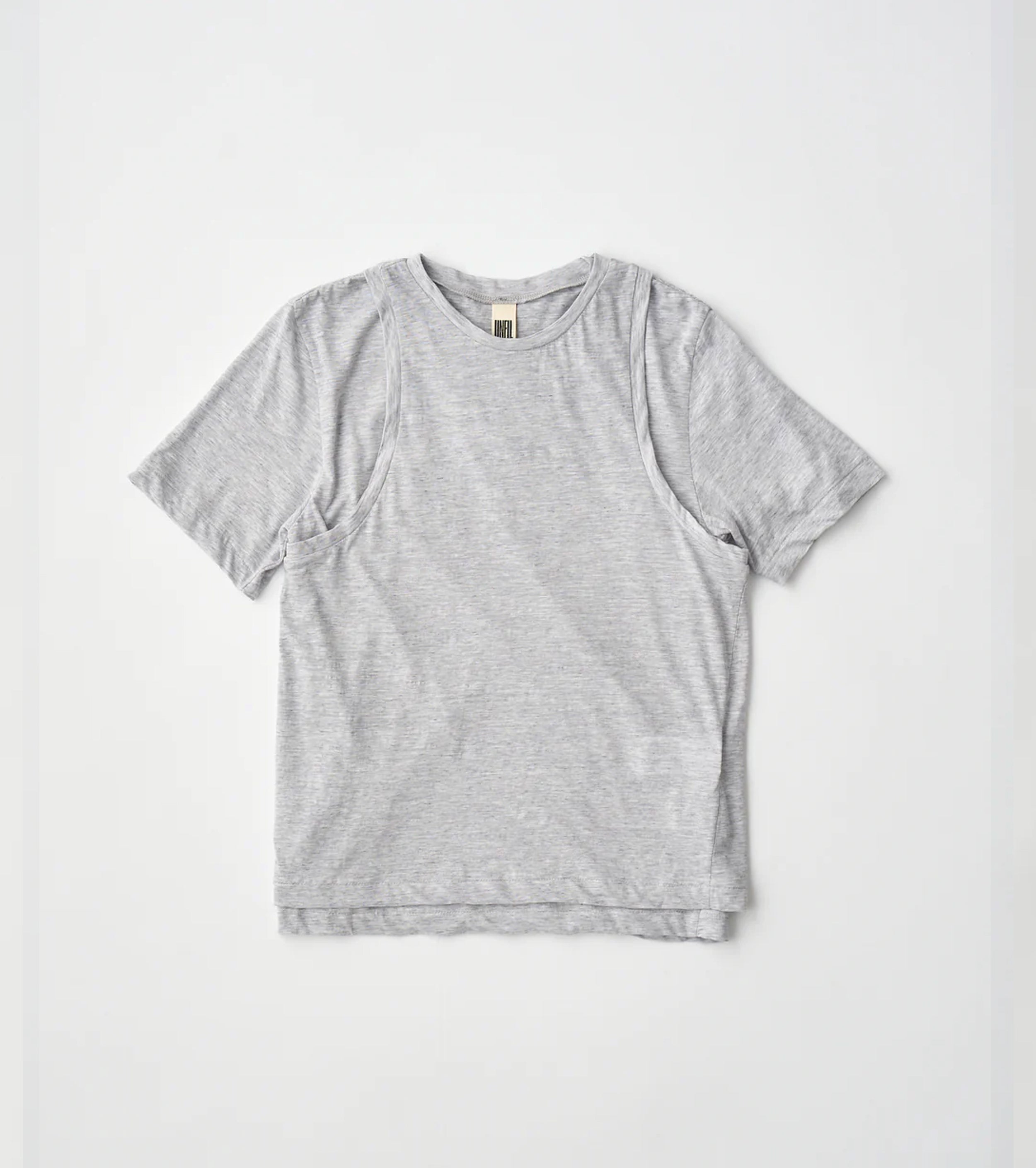 Unfil ファイン スラブ ヤーン レイヤード トップ , Light Gray