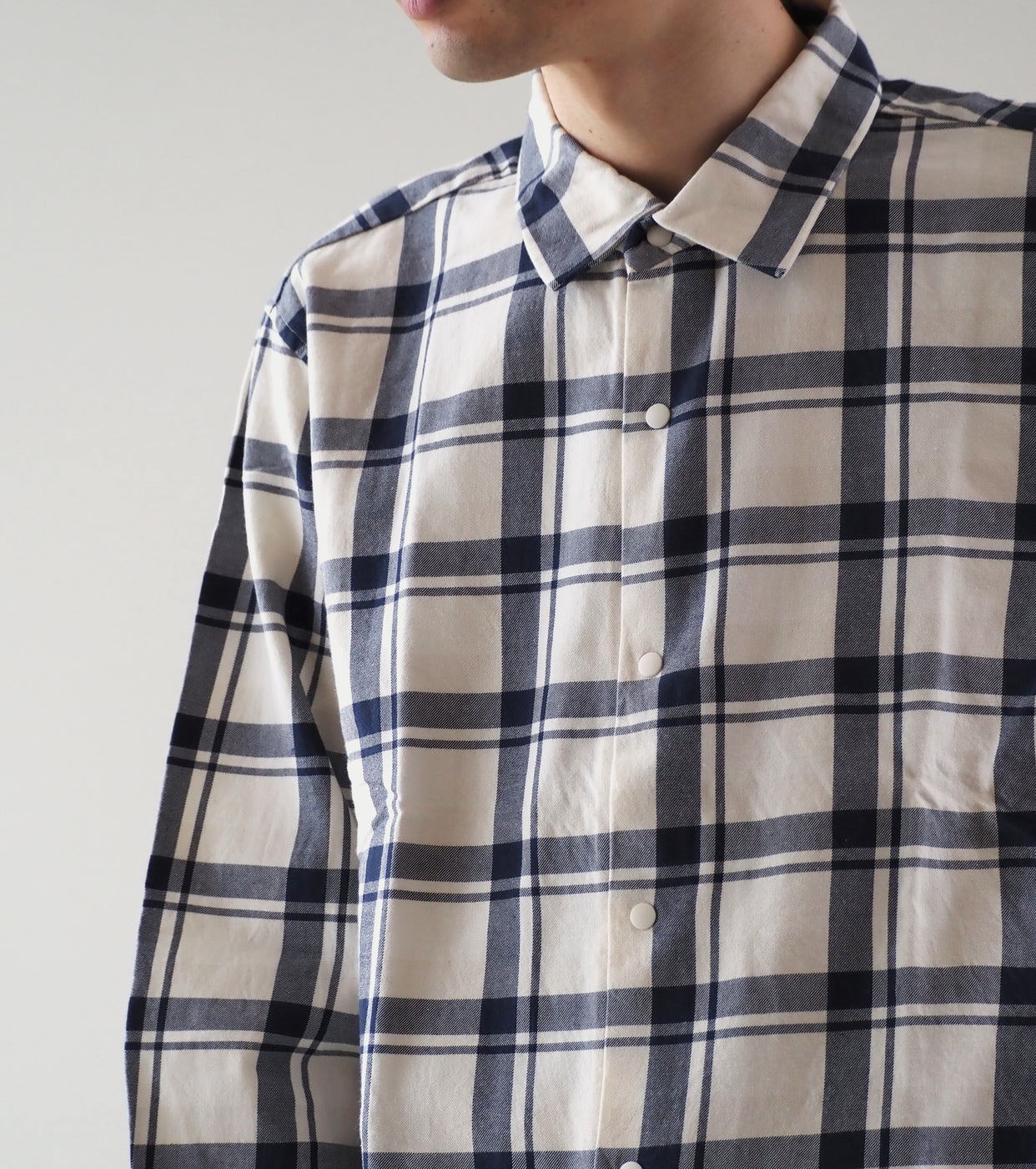 YAECA Comfort Shirt Relax, Kusaki Blue Ch