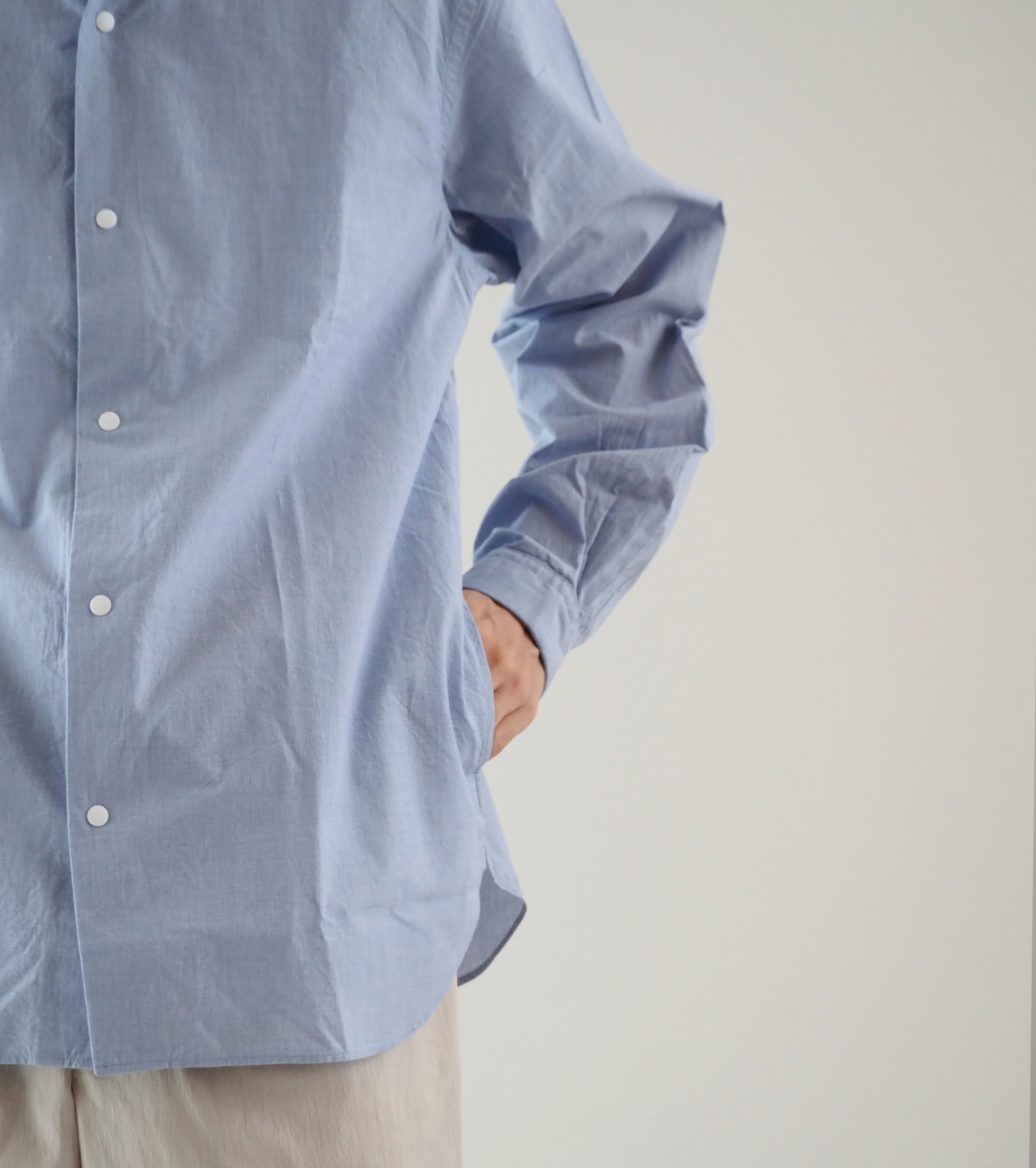 YAECA Comfort Shirt Relaxed Long, Blue