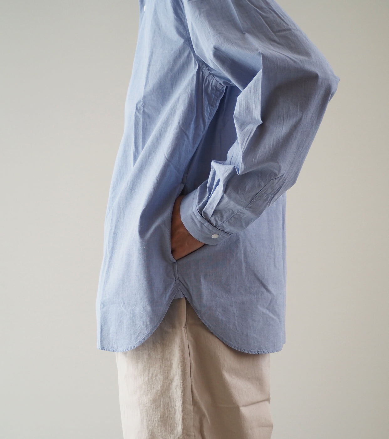 YAECA Comfort Shirt Relaxed Long, Blue