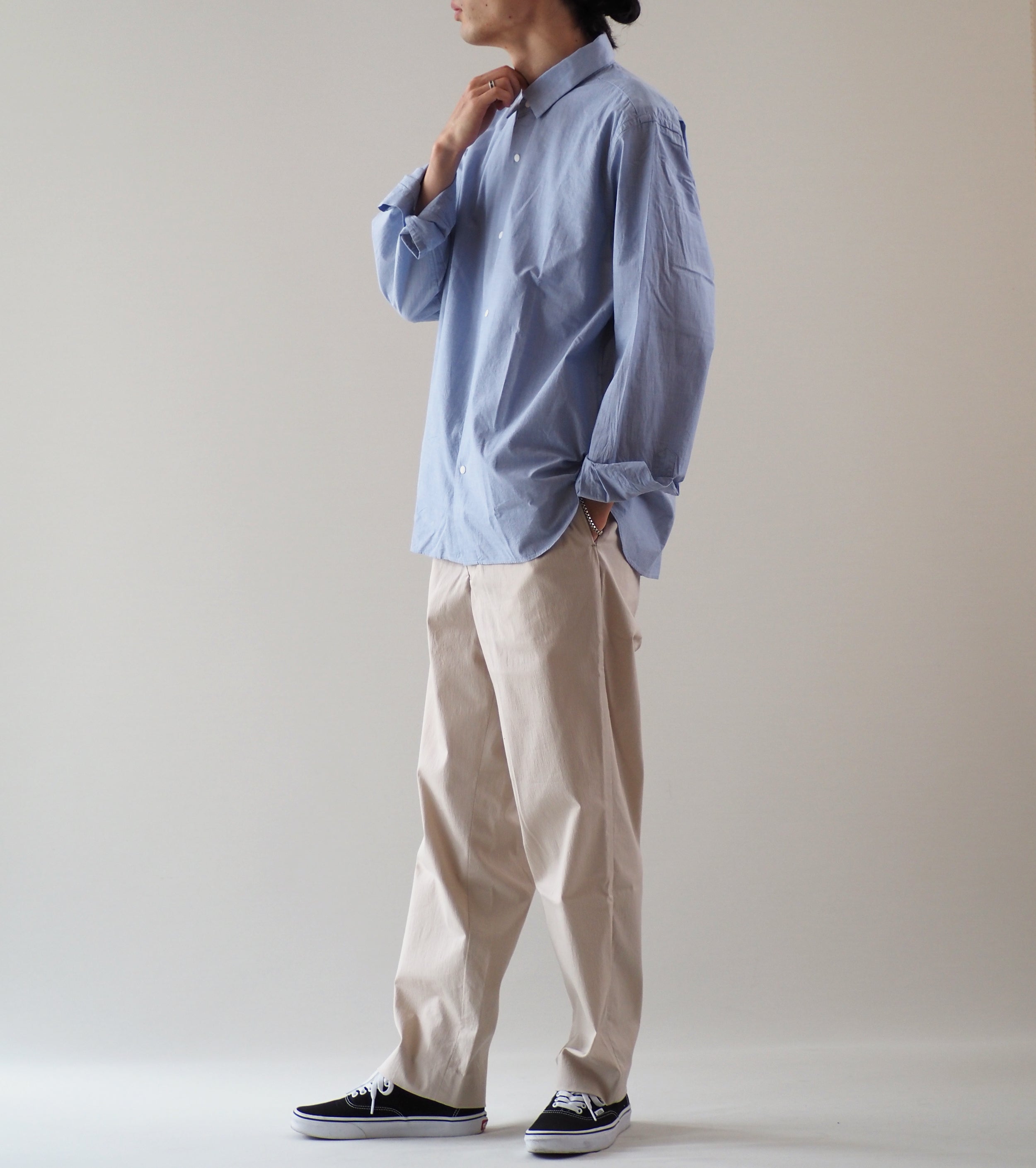 YAECA Comfort Shirt Relaxed Long, Blue