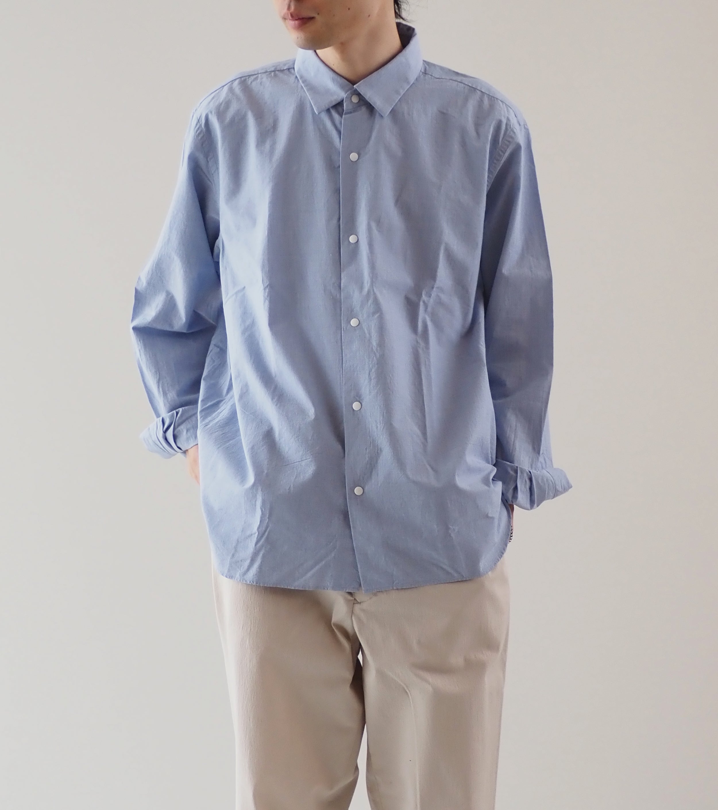 YAECA Comfort Shirt Relaxed Long, Blue