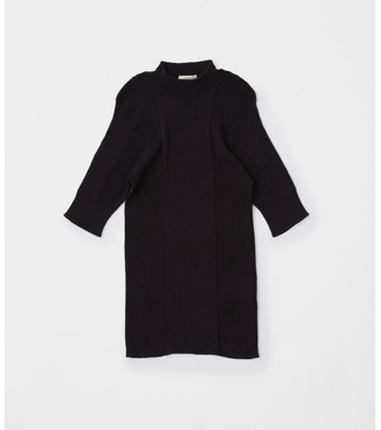 Unfil ハイ ツイストコットン リブ ニット セーター, Black